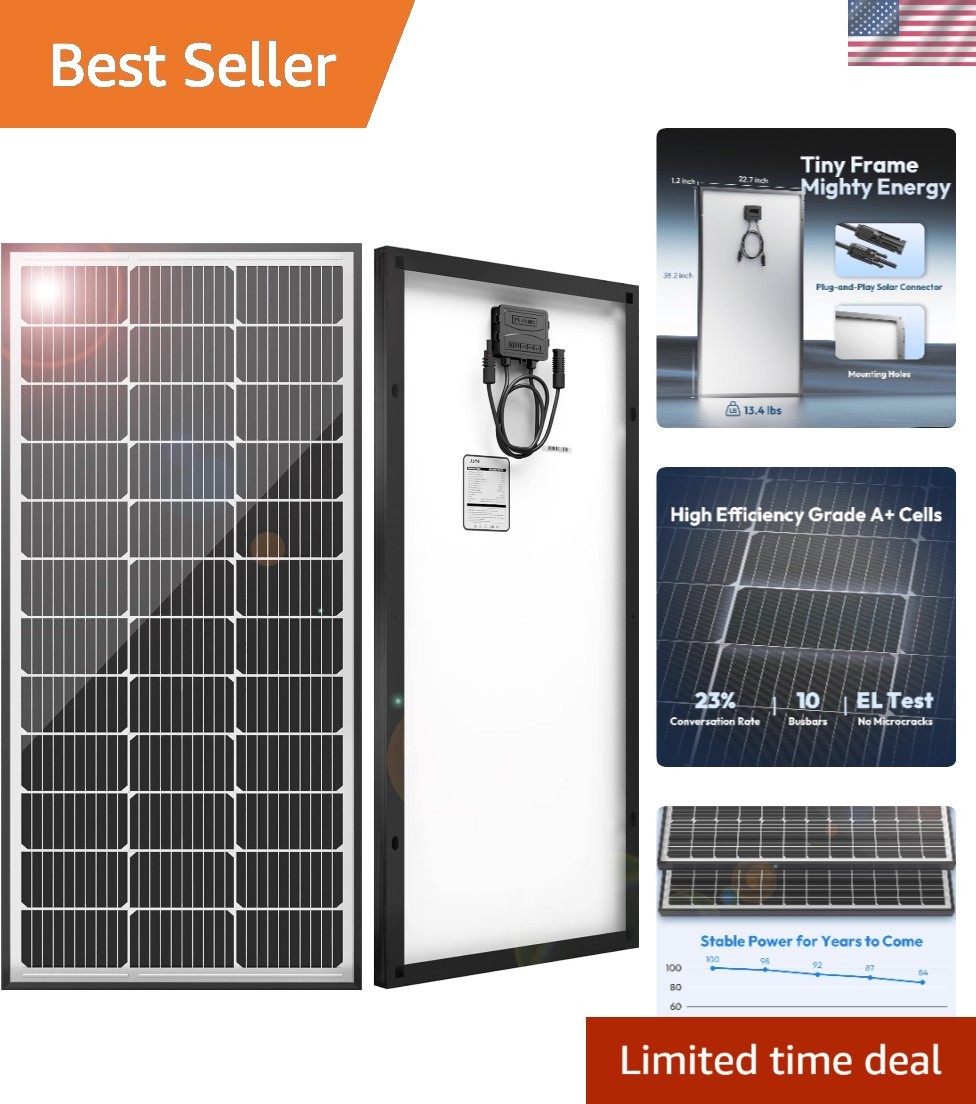 Efficient 100 Watt Solar Panel – Lightweight and Easy Installation for All Uses