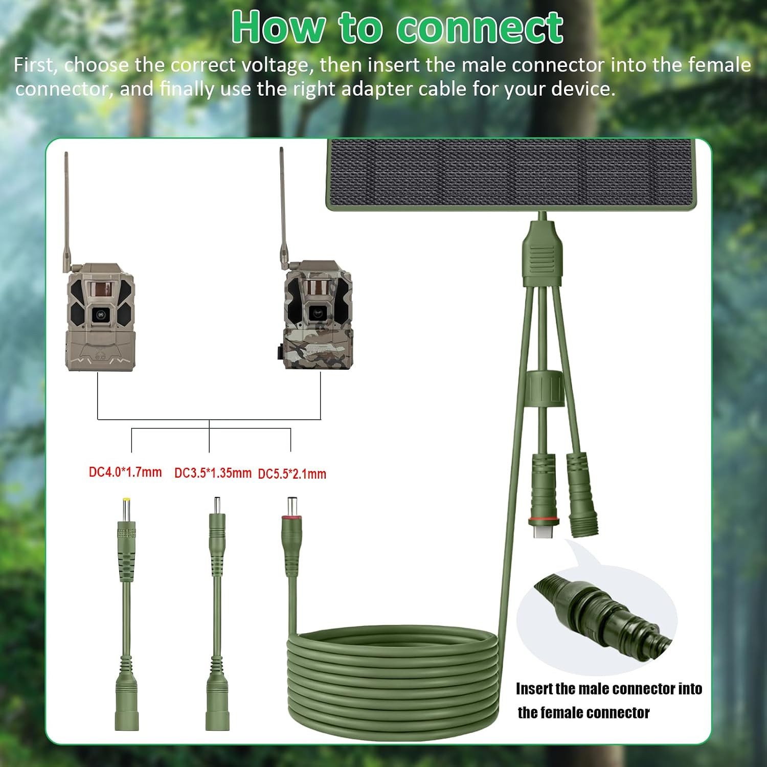 10W Solar Panel for Trail Cameras, DC & USB-C Solar Charger with 10400Mah Batter