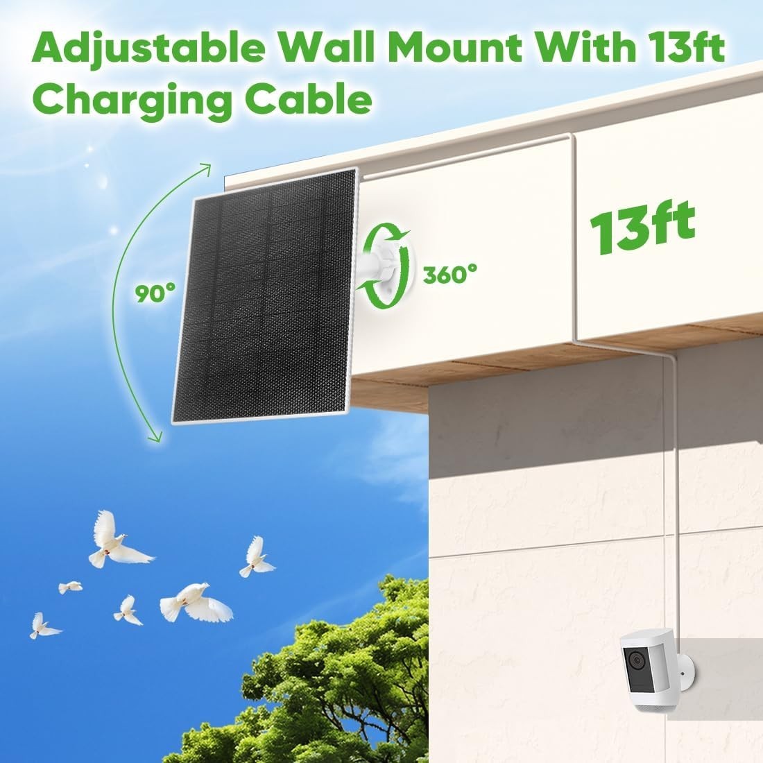 Complete Solar Panel System for Ring Cameras – 5W & Adjustable Mount
