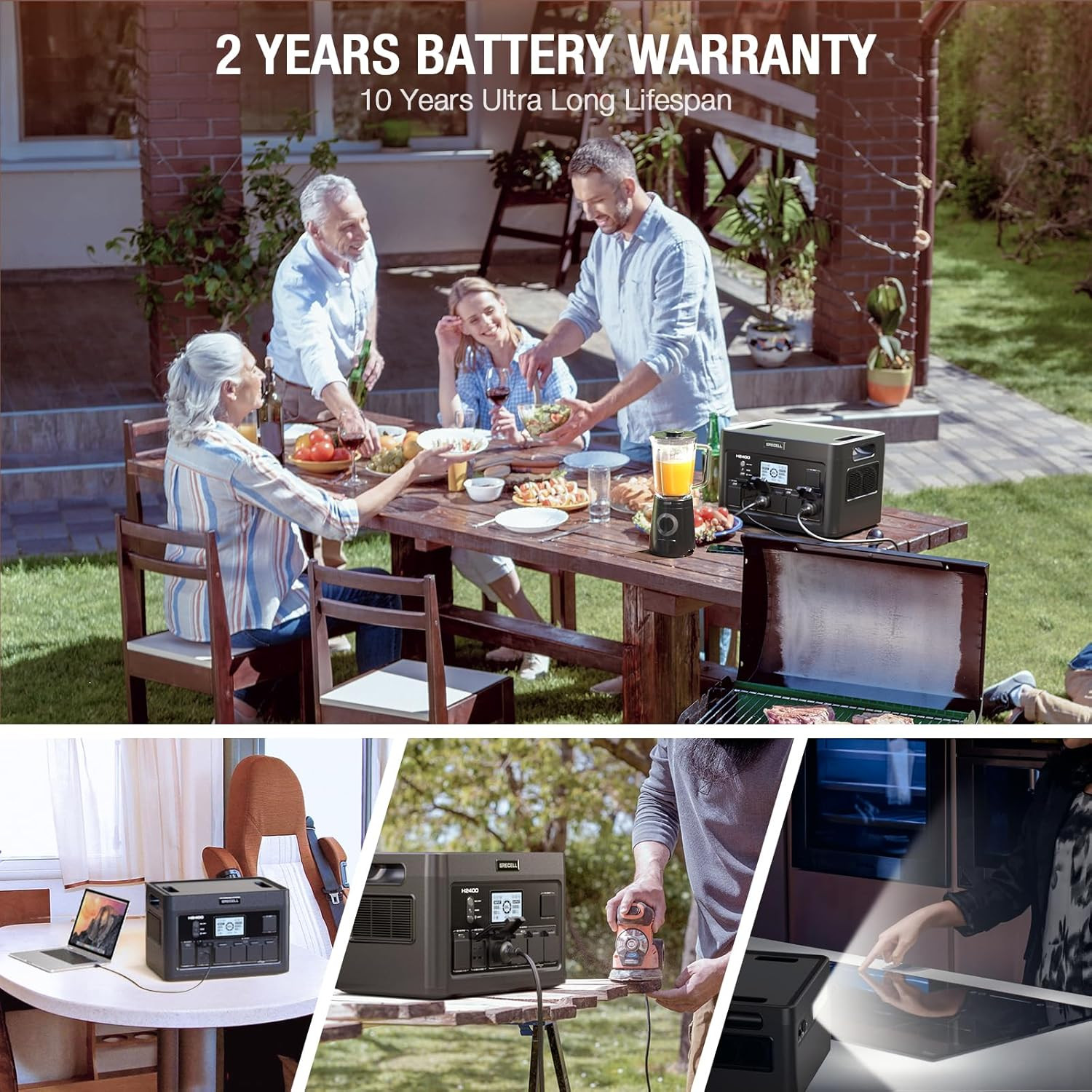 Portable Power Station 2400W, 1843Wh Lifepo4 Solar Generator UPS Home Battery Ba