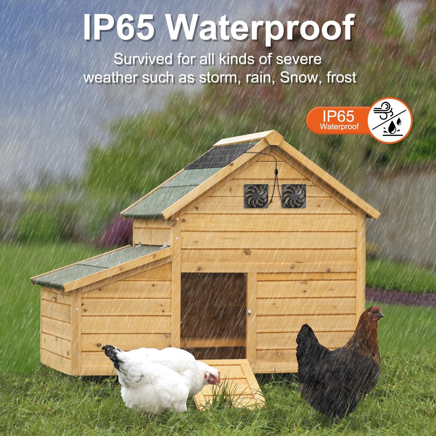 Solar Powered Fan Kit 6W Solar Panel Waterproof DC Exhaust Fan for Chicken Coop