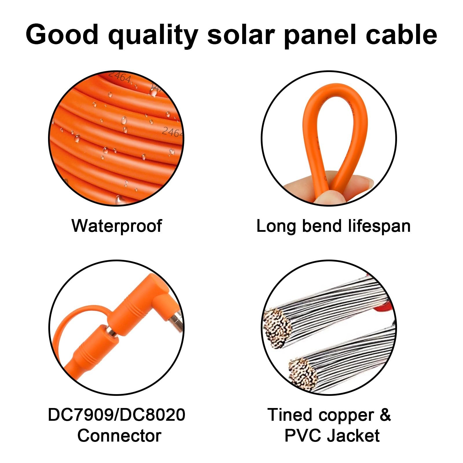 50FT 14AWG Solar Panel Extension Cable, DC7909 Male to Female, Compatible with P