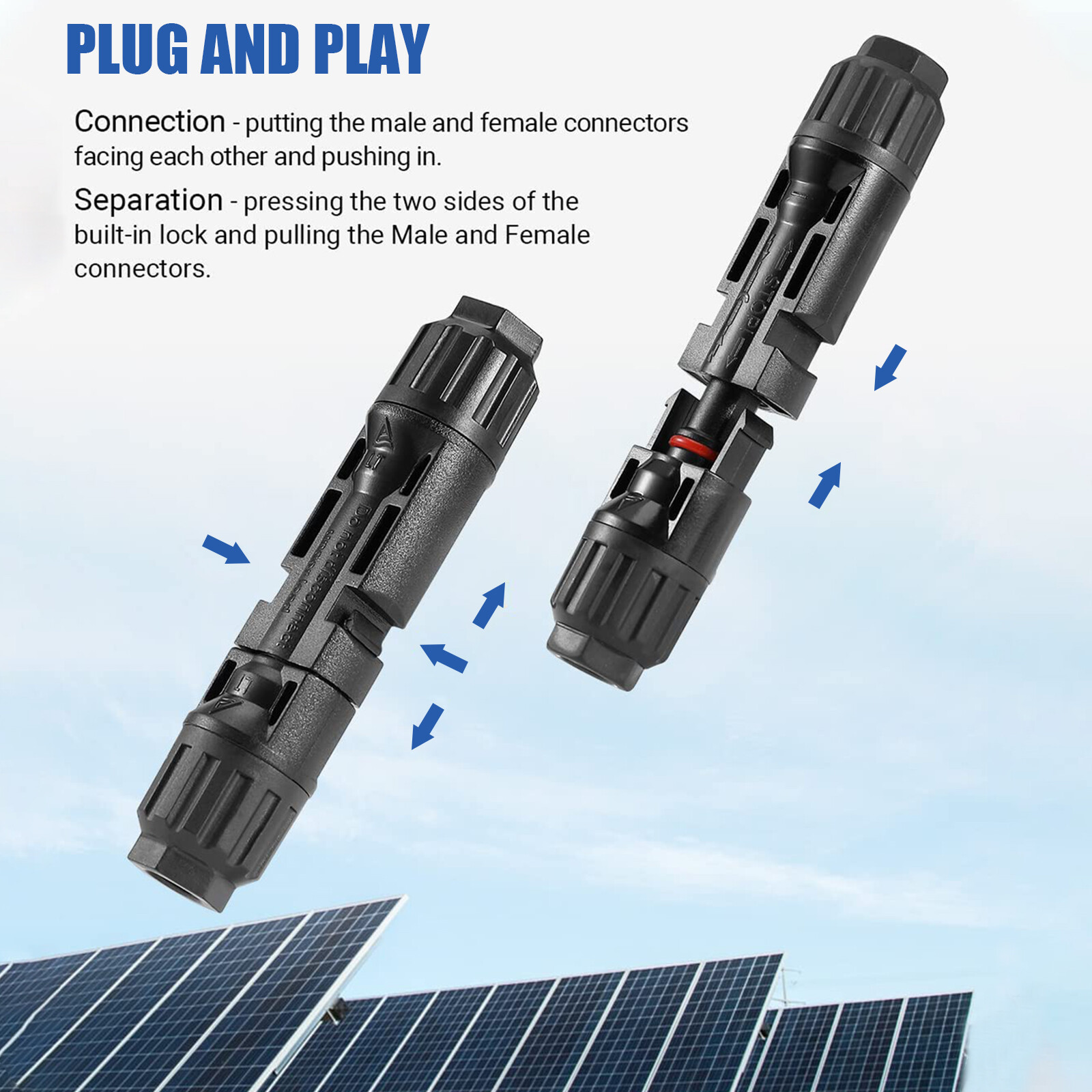 20Pcs Solar Cable Connectors 2.5mm-6mm 30Amp Waterproof Solar Panel Wire Joiners