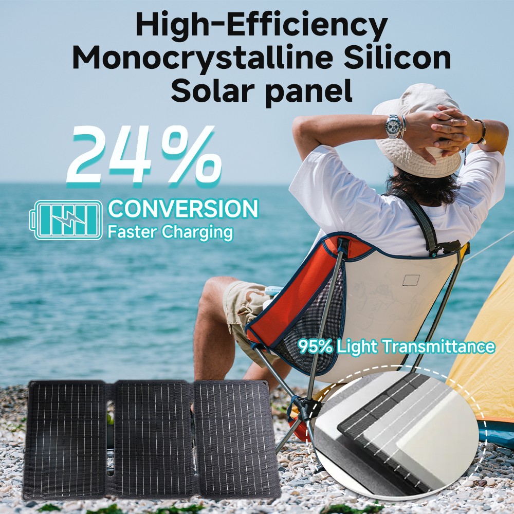 30W 5V Foldable Portable Solar Panel USB Type-C Charger for RV Car Boat Camping