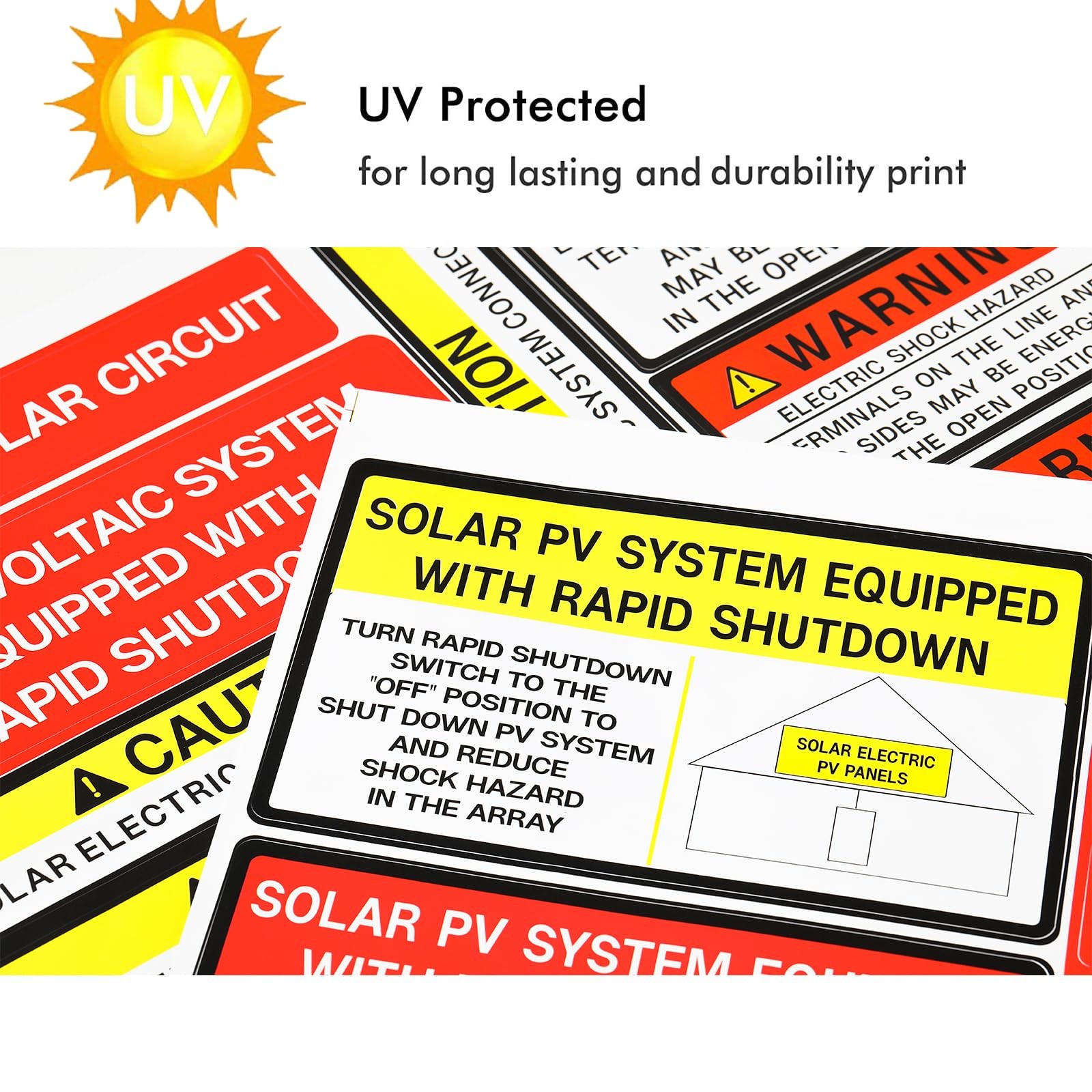 CDXHOME 48 Pack PV Solar System Install Label Kit,Photovoltaic Safety Red