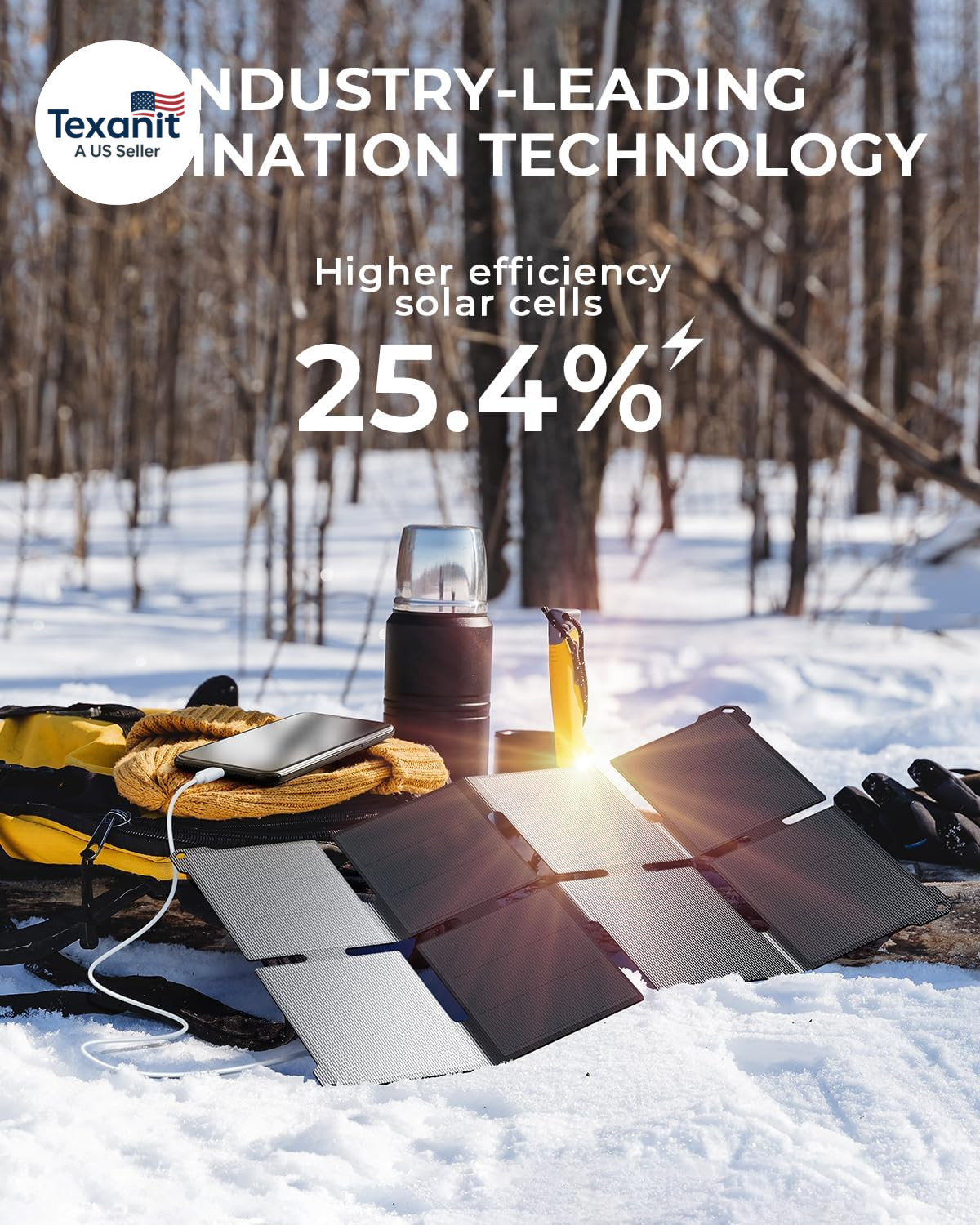 [Upgraded] Ultra-Light Portable 25W Solar Panel Charger with USB-A and USB-C Po