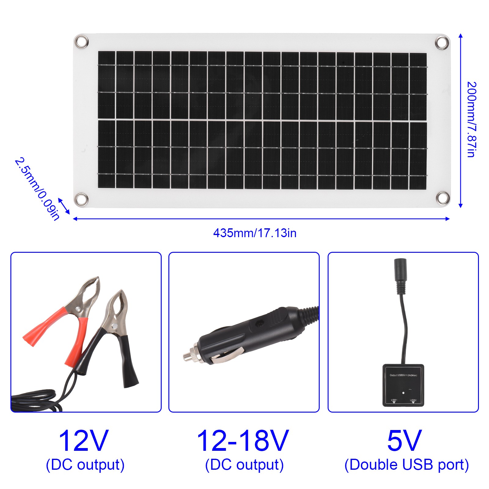 20 Watt 12 Volt Solar Panel Kit Waterproof Solar Panel With High Efficiency UJEA
