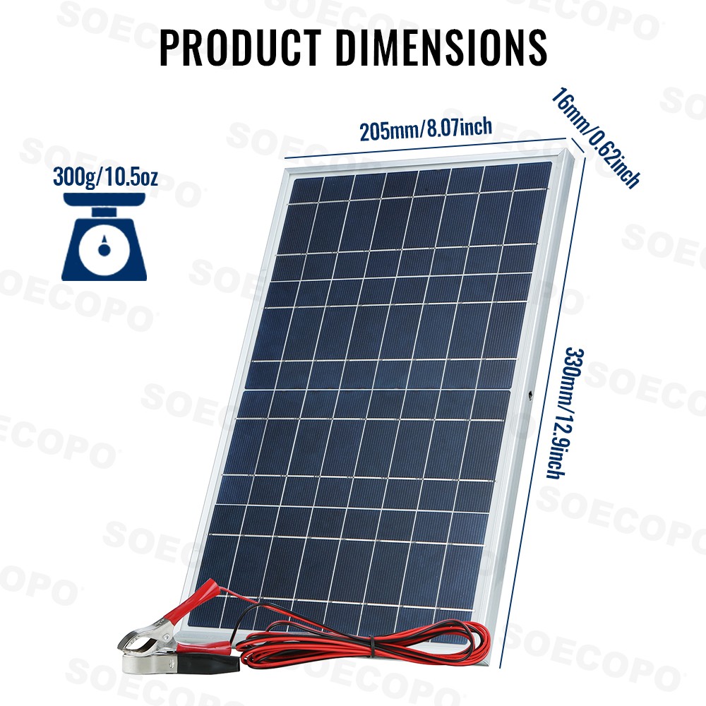 100W Portable Solar Panel with Battery Clips with 30A/60A/100A Controller to Dir