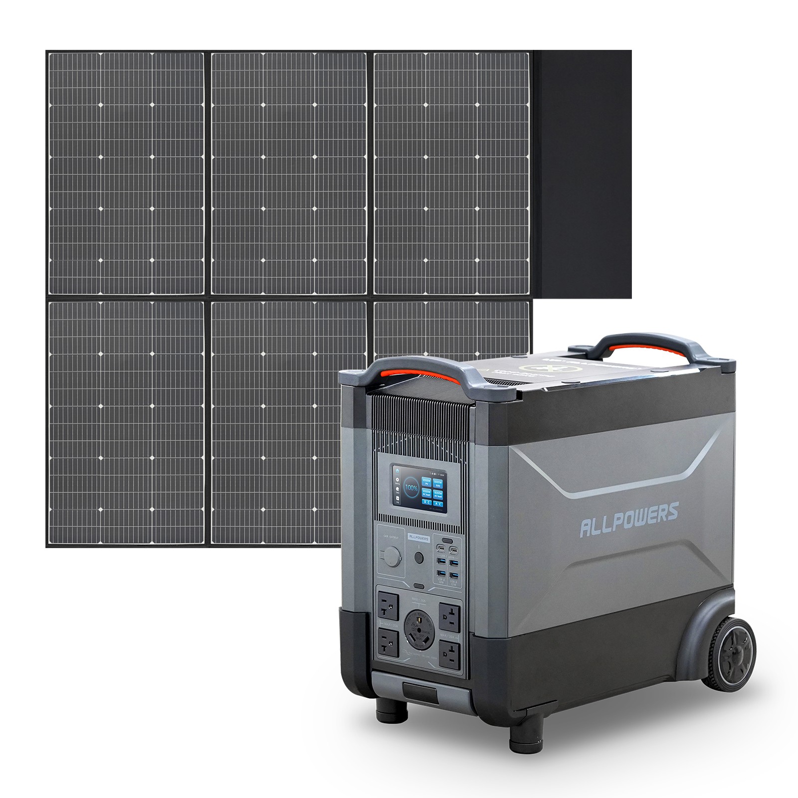 ALLPOWERS 4000W 3456Wh LiFePO4 Portable Power Station with 600W solar panel