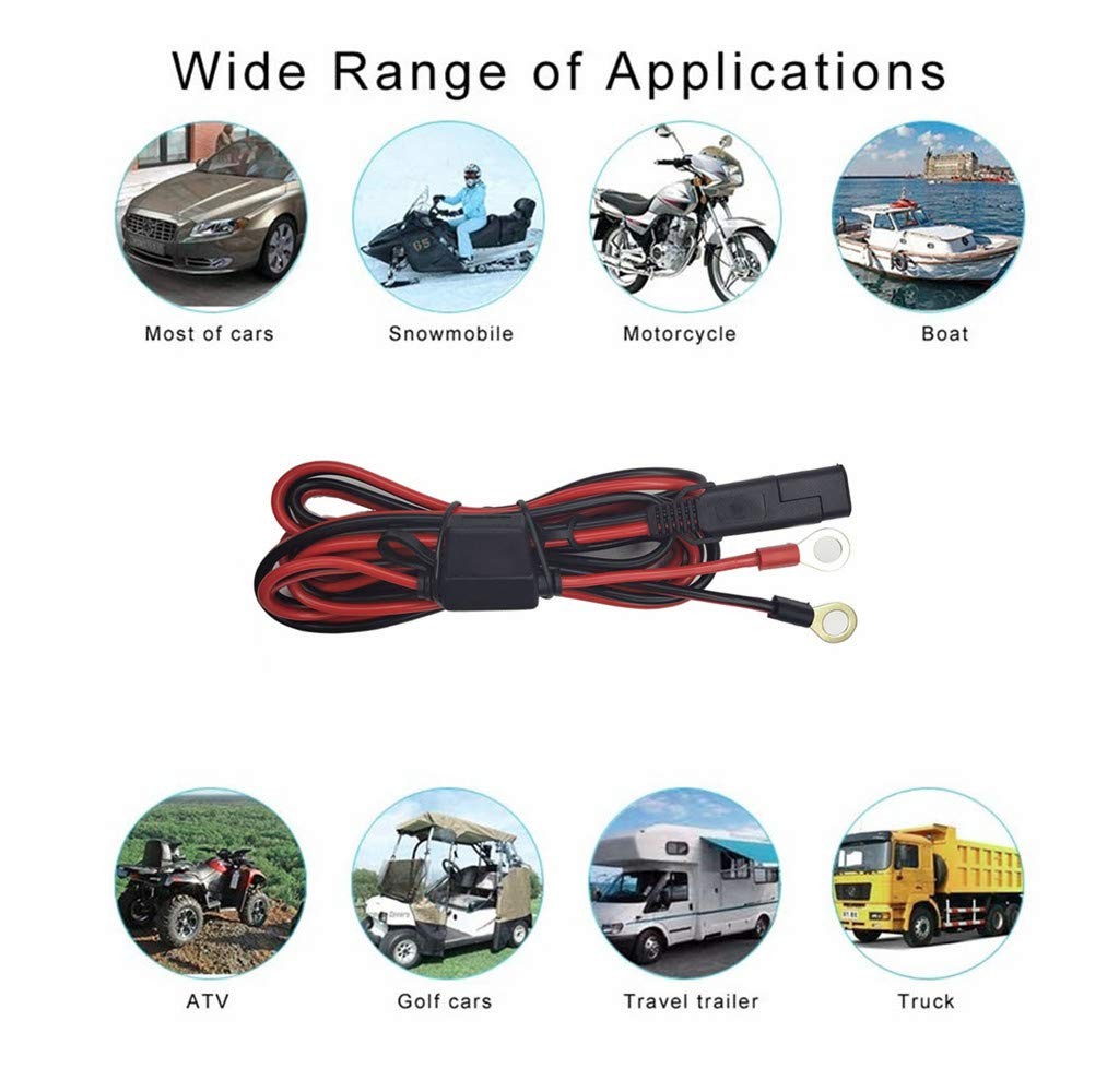 O Ring Terminal SAE Cable – 12V-24V Quick Disconnect Extension Cable 2 Pin DC…
