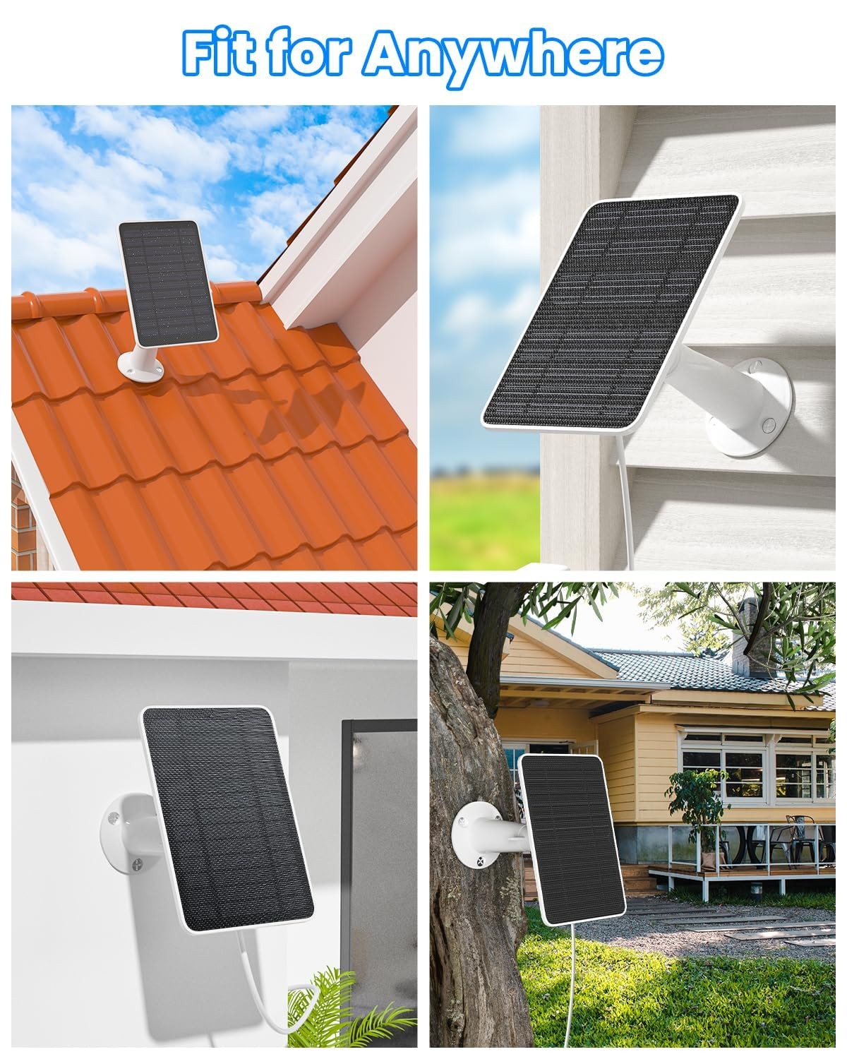 2 Pack Solar Panel Charger Compatible with Arlo Essential 2K Outdoor(2nd Gen)/Es