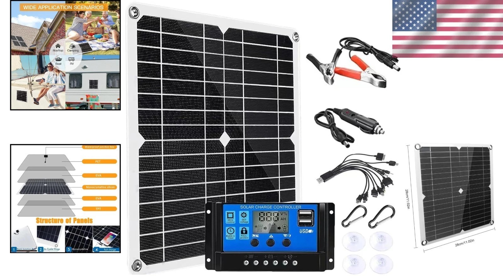 Versatile 200W Solar Panel Kit with LCD Display – Perfect for Outdoor Adventures