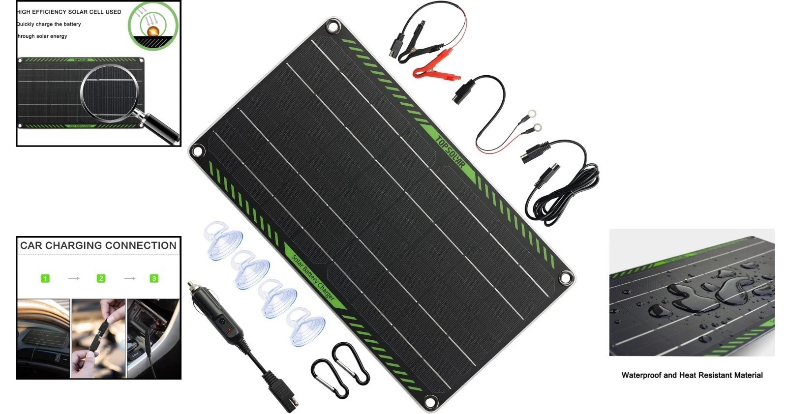All-in-One 10 Watt Solar Battery Maintainer with Connectors