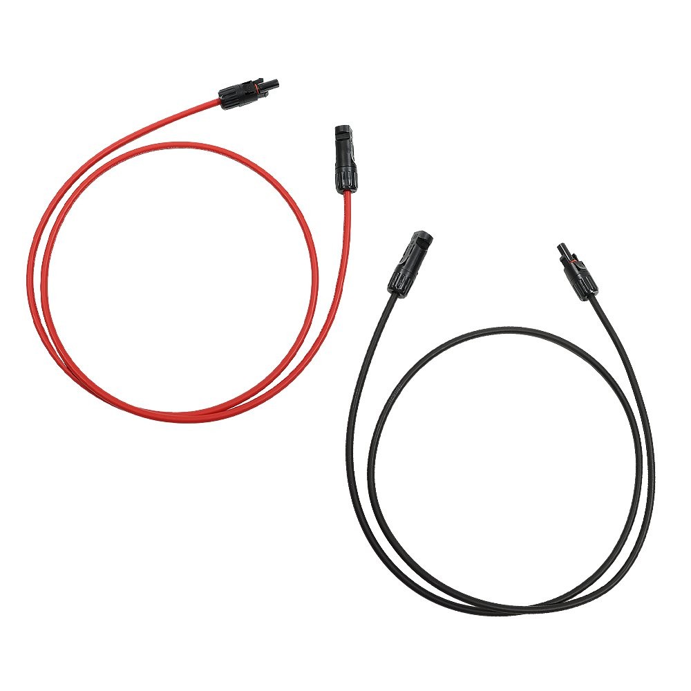 5FT Black + Red Solar Panel Extension Cable Wire Connector 1 Pair 10AWG