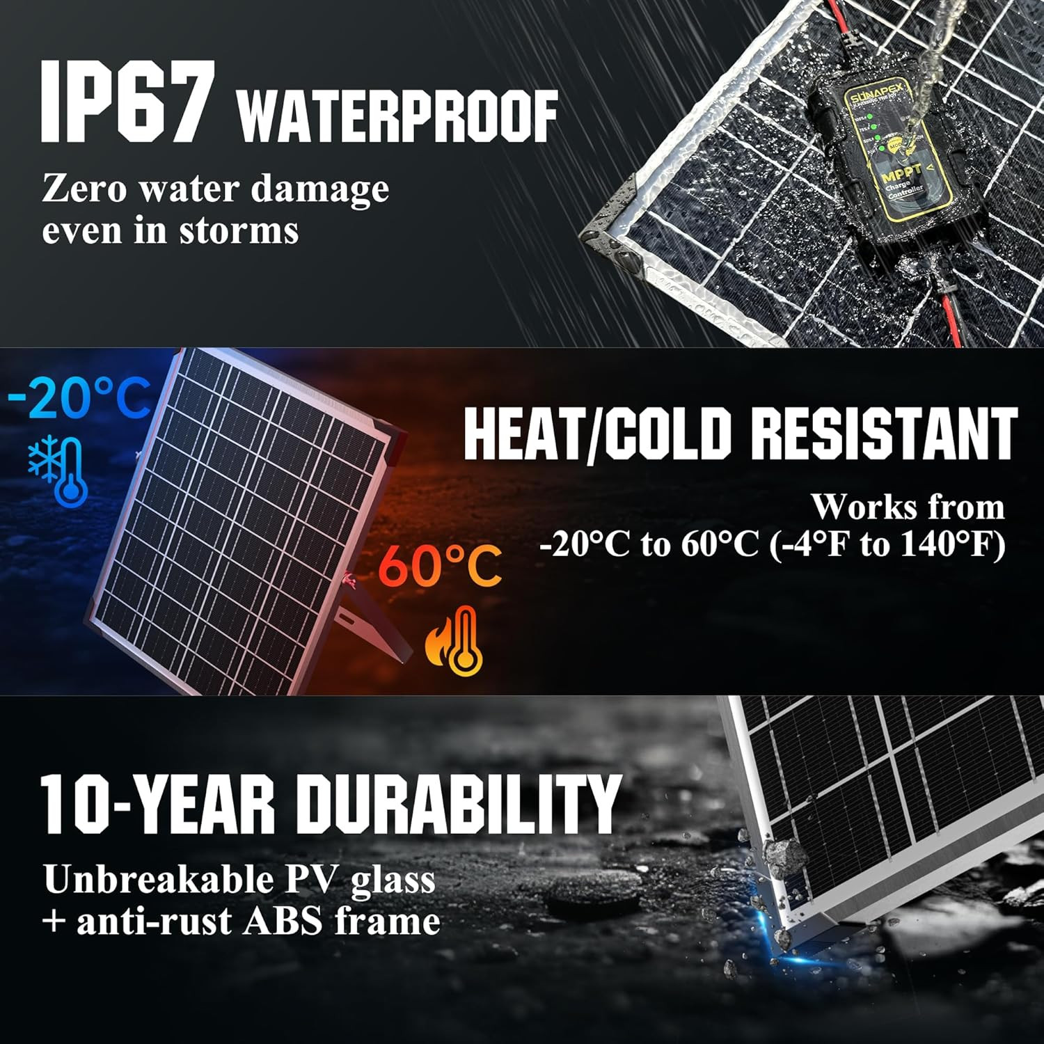12V Solar Battery Charger: 25W Waterproof Solar Panel Kit- Aluminum Trickle Char