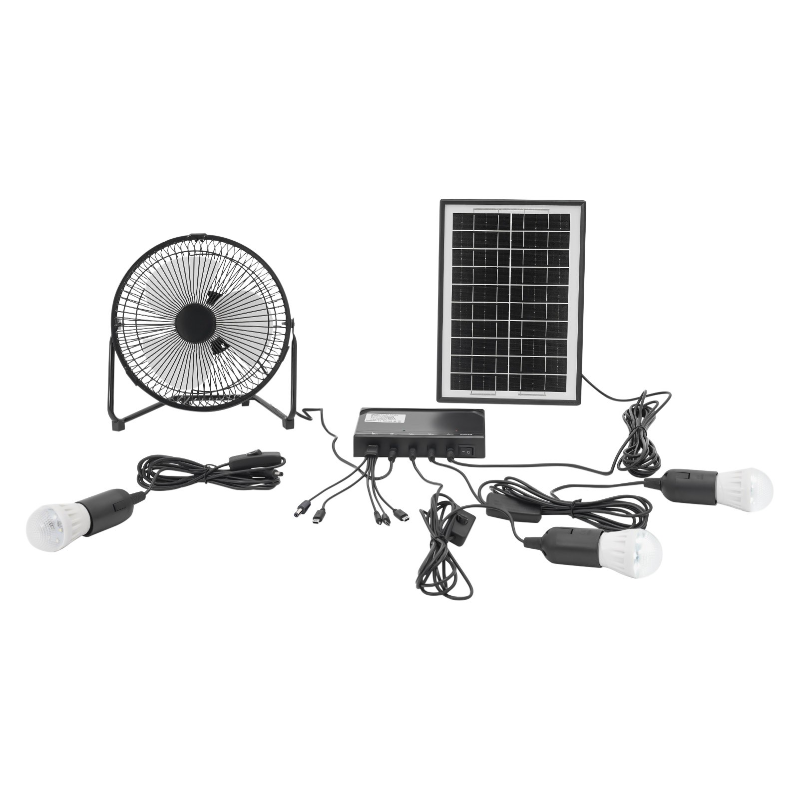 Solar Generator Portable Lighting Fan System Kit, Solar Fan and Lamp Kit