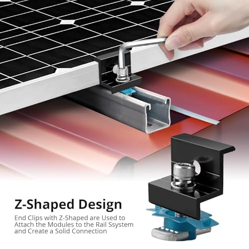 Solar Panel Mounting Brackets for Unistrut 10Pcs Aluminum Black 30/35mm