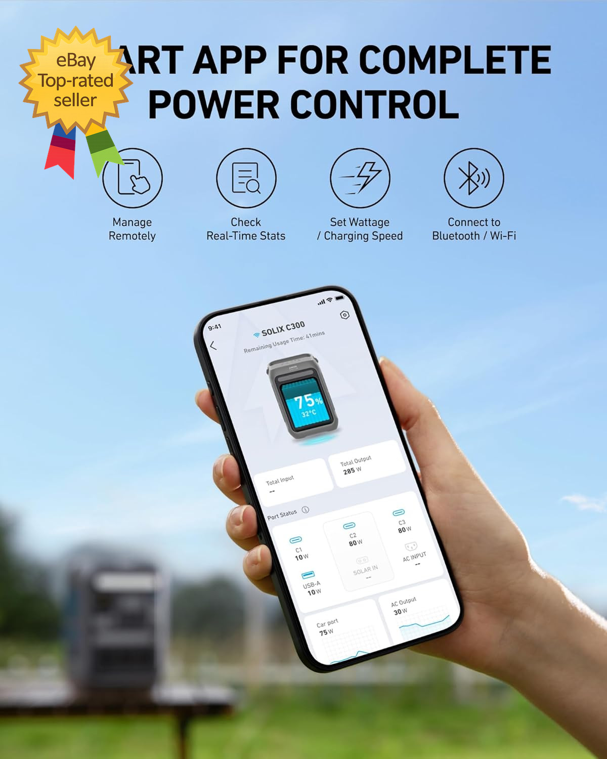 Portable Power Station SOLIX C300, 288Wh Lifepo4 Battery 300W 600W Surge
