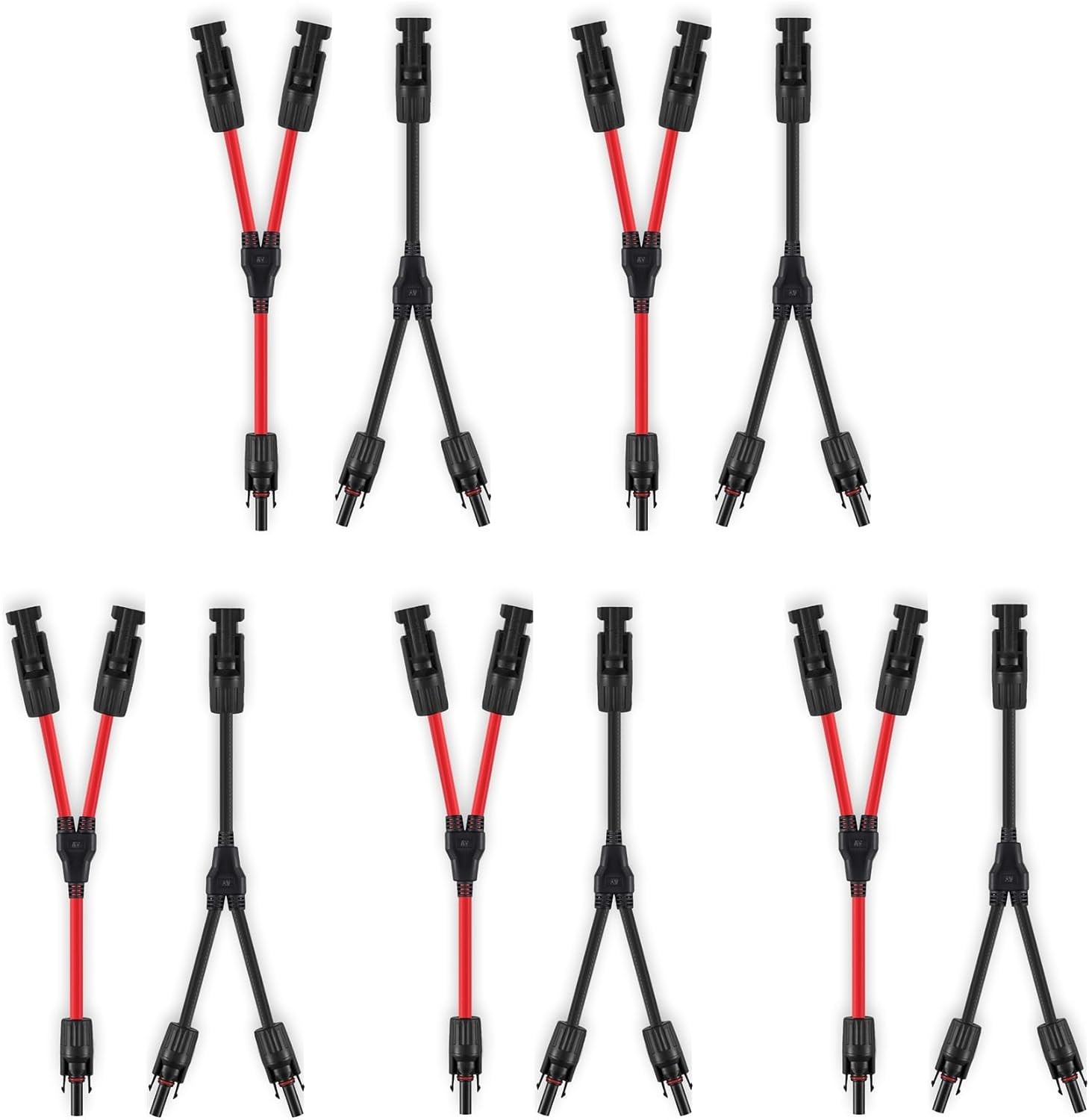 5 Pairs Solar Panel Y Connectors 10AWG Parallel Cable