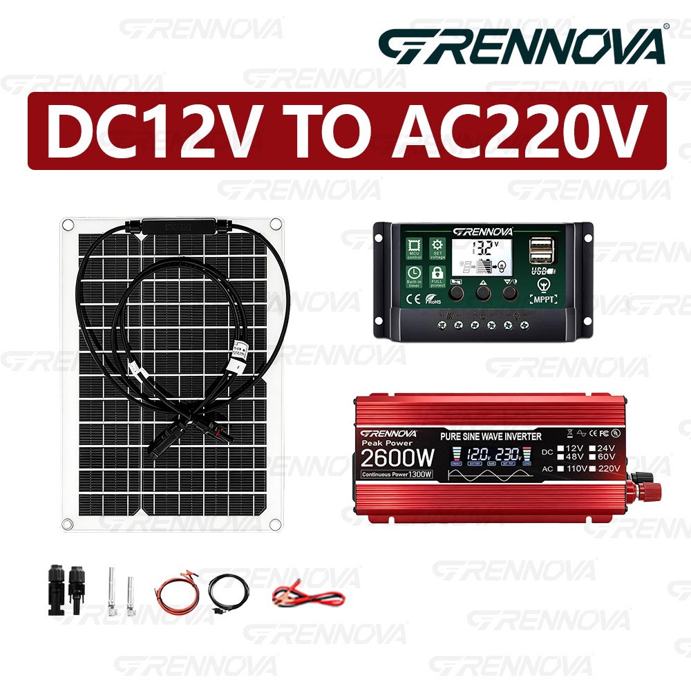 Grennova 2600W Power Solar System Pure Sine Real Capacity 12V To110V/220V Invert
