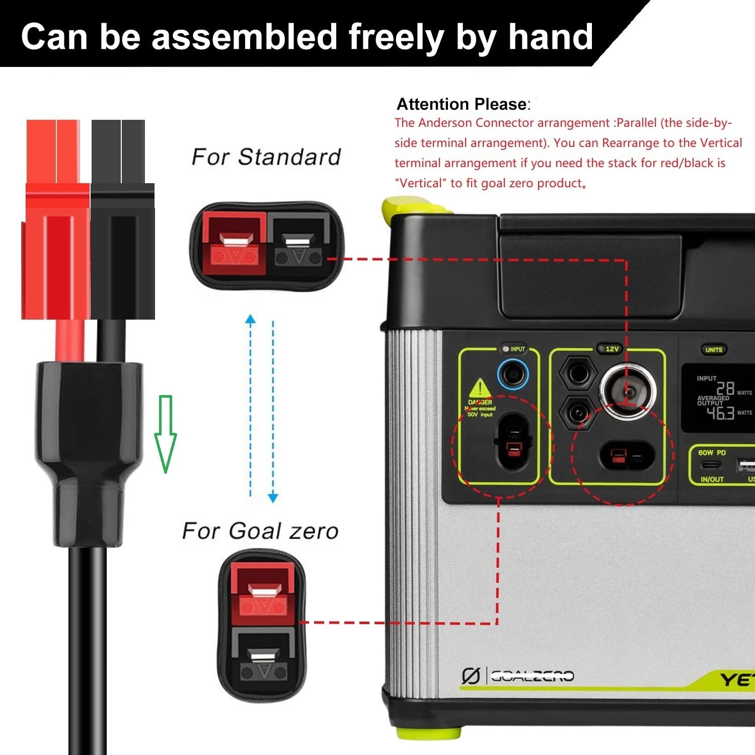Car Charging Cable Anderson Power Pole 12V/24V 15A Fuse 6.6FT Portable Power