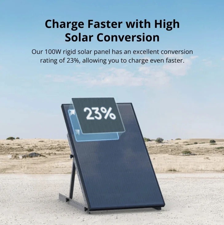 Set of 2 EcoFlow 100W Rigid Solar Panels IP68 Weatherproof Outdoor 100 watt