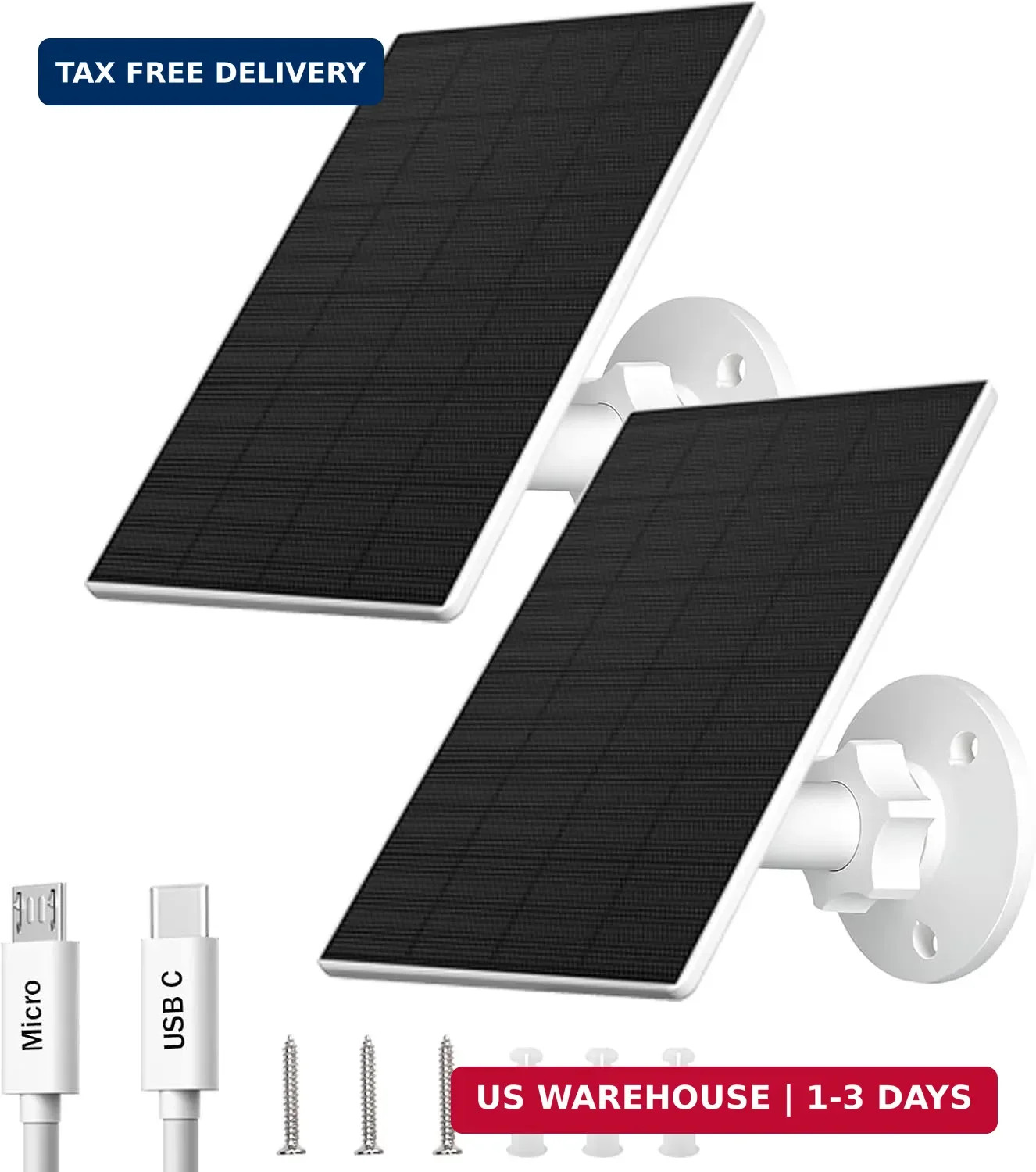 FUTUREZEN 2W Solar Panel for Security Cameras, 5V Solar Charger for Rechargeable