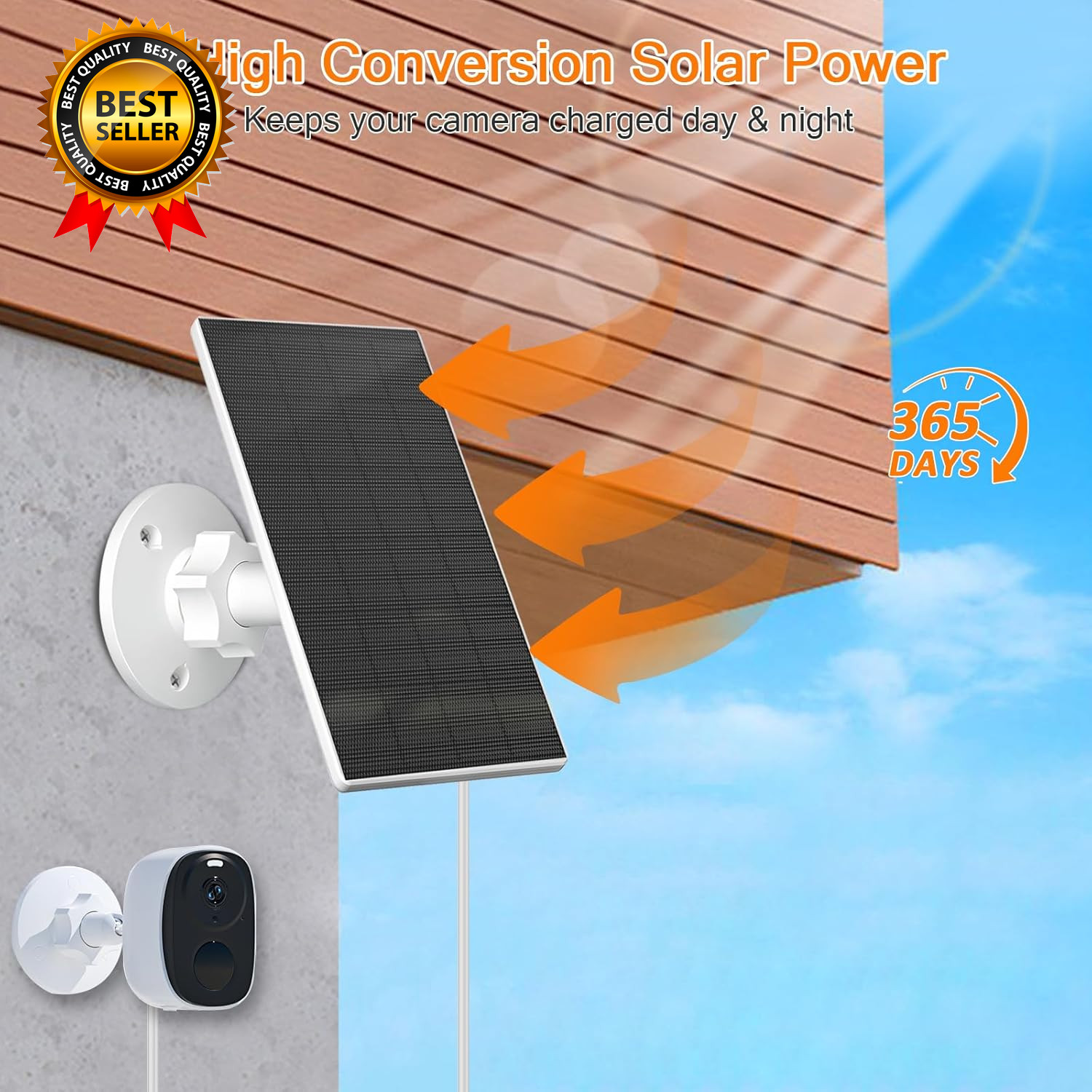 2W Solar Panel for Security Cameras, Solar Charger with Micro