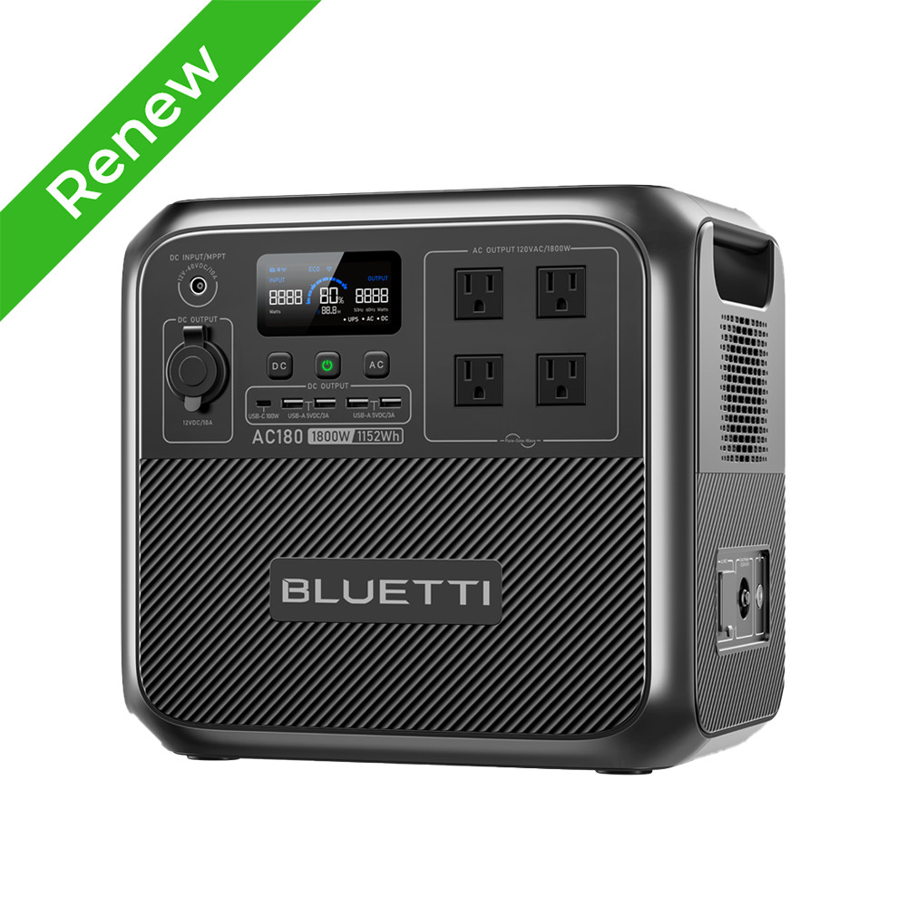 BLUETTI AC180 1800W 1152Wh Portable Power Station Solar Generator for Off-grid