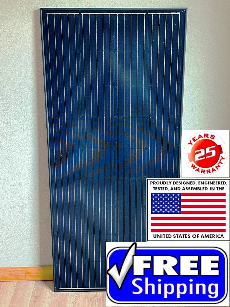 1- 205 Watt 12 Volt Battery Charger Solar Panel Off Grid RV Boat 22.2% NEW CELL