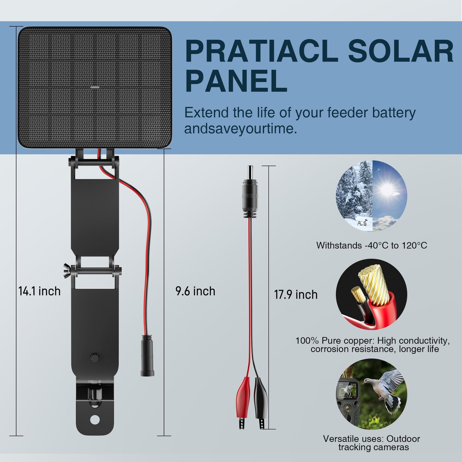 SUNAPEX 12V Deer Feeder Solar Panel 2.4W ETFE Monocrystalline Solar Trickle C…