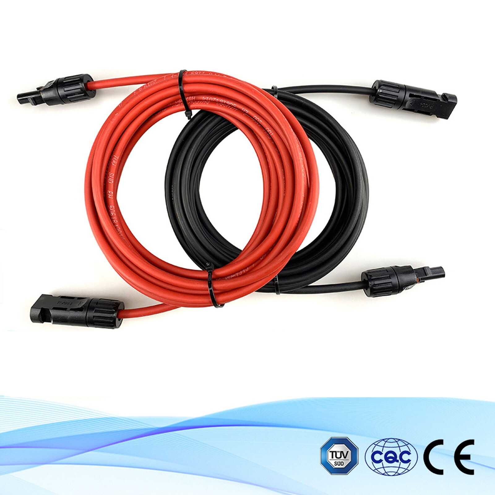 Solar Panel Extension PV 6mm2 1 Pair 10AWG Cable Wire with Female Male Connector