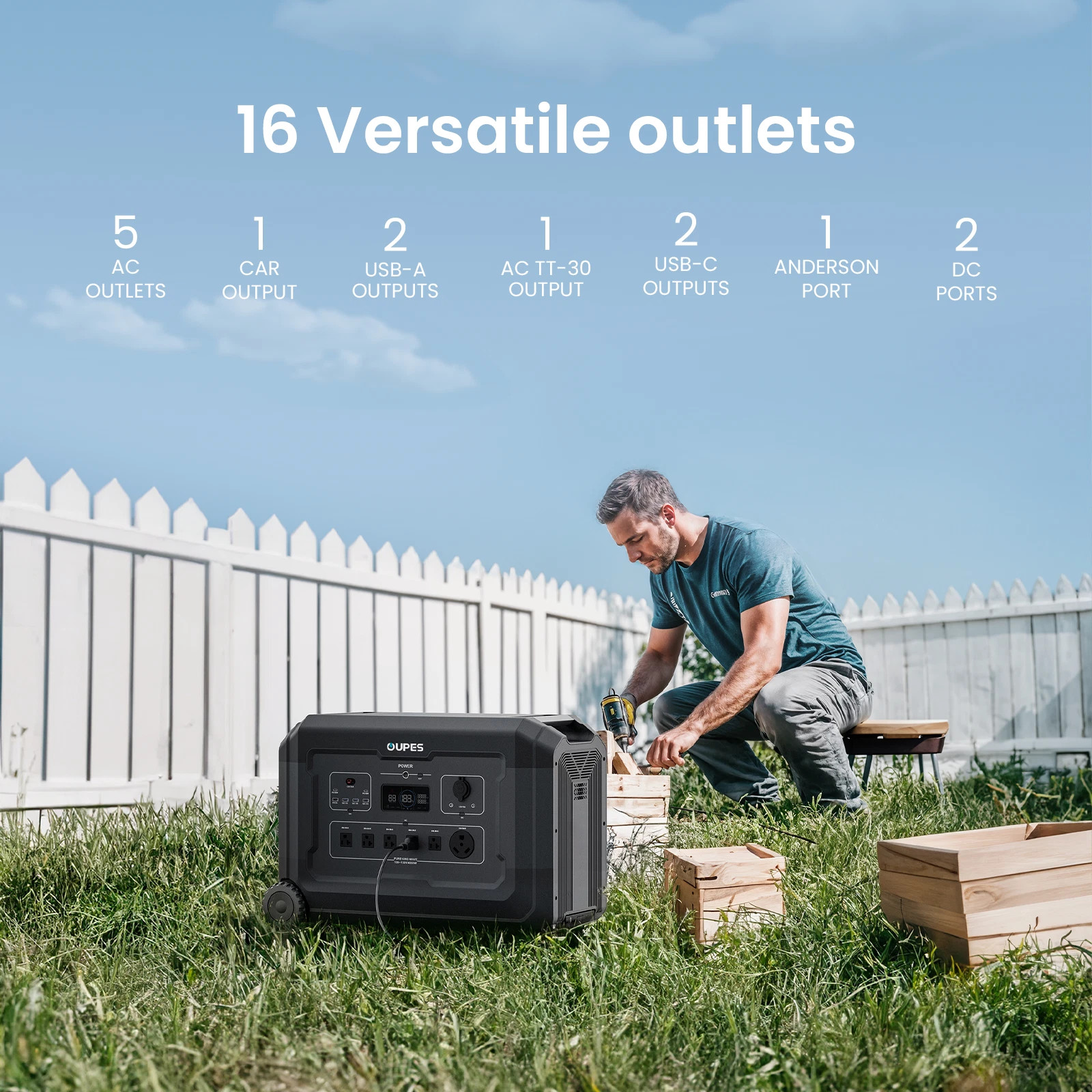 OUPES Mega 5 4000W/5040Wh Portable Power Station Solar Generator Home Backup RV