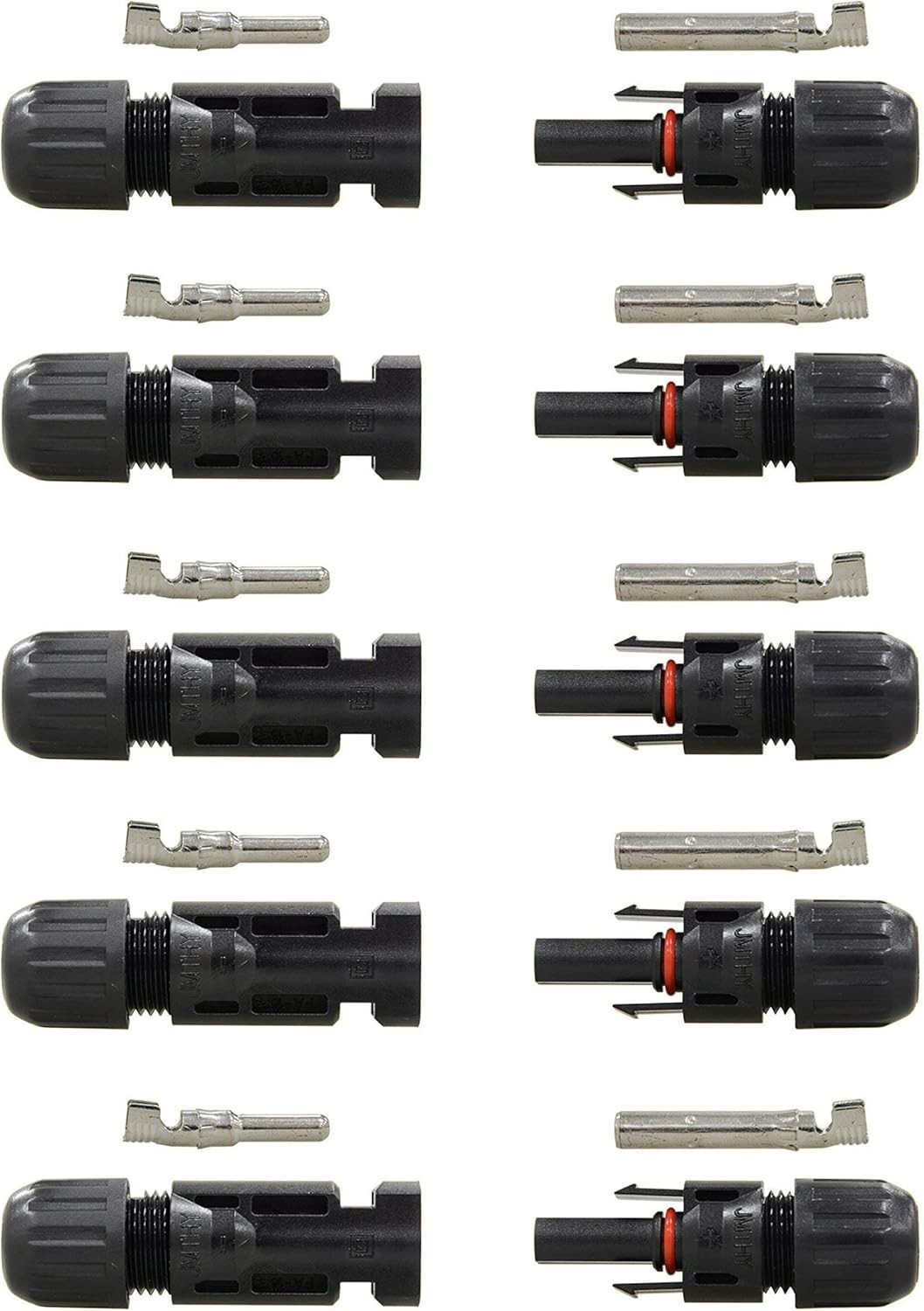 High-Performance Male Solar Panel Connectors – 600V Black Aluminum Set of 5