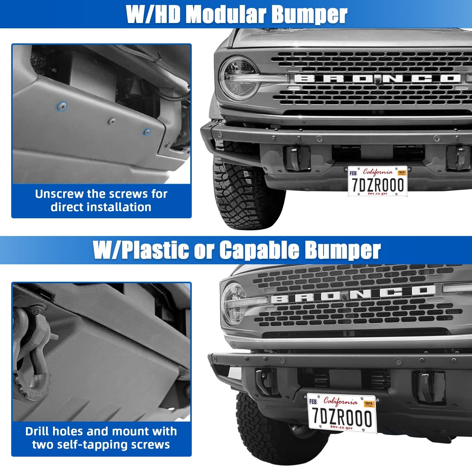 Front License Plate Frame for Ford Bronco, Aluminum Alloy License Plate Mount…