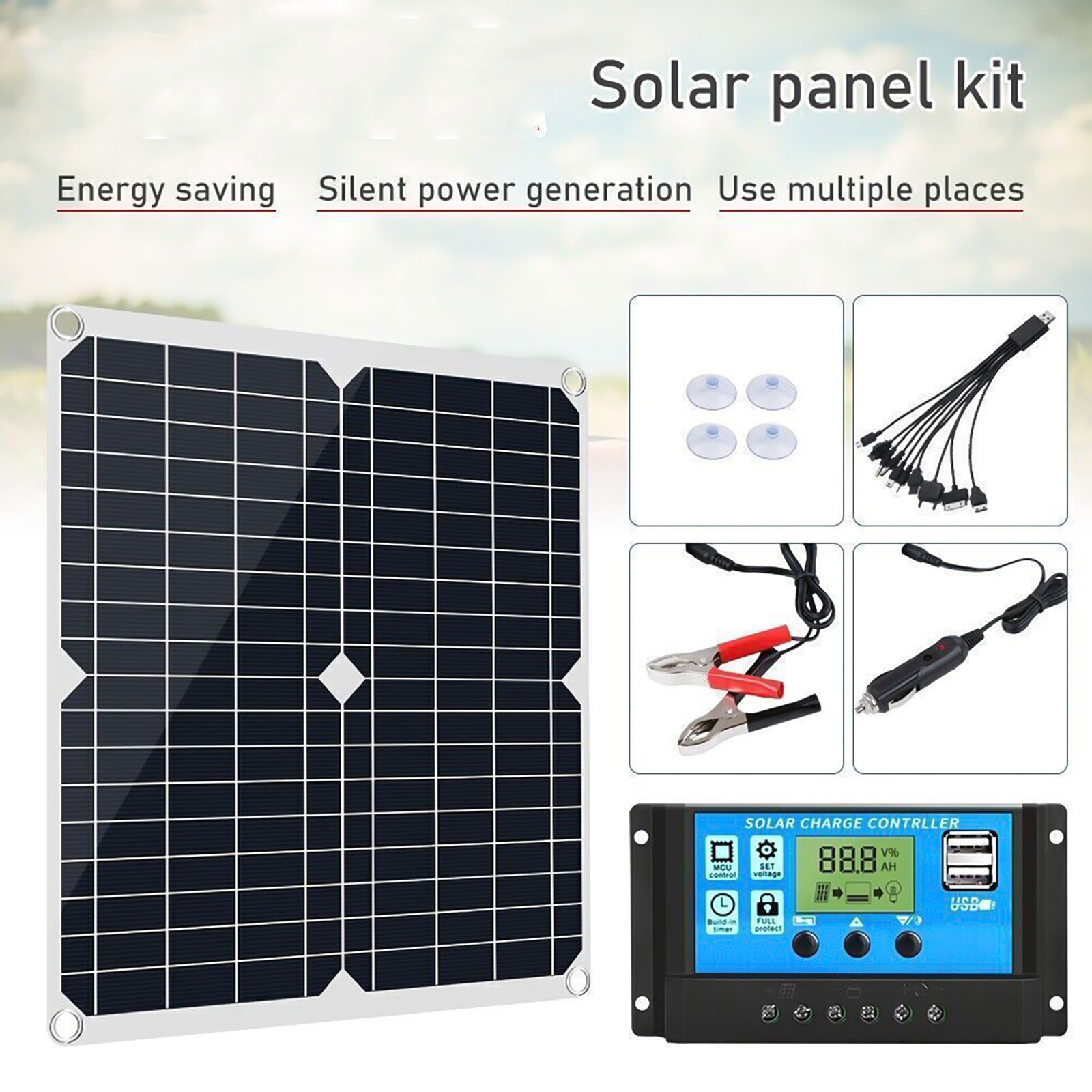 200 Watts Solar Panel Kit 100A Battery Charger + Controller For Caravan Boat RV