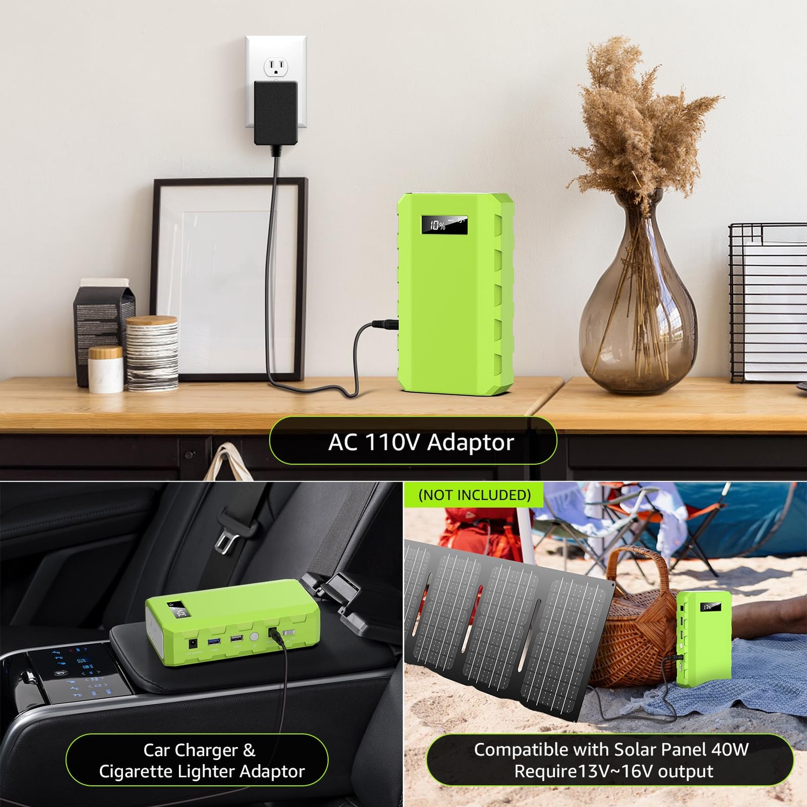 Portable Power Station with AC Outlet, 65W/110V External Battery Pack 24000mA…