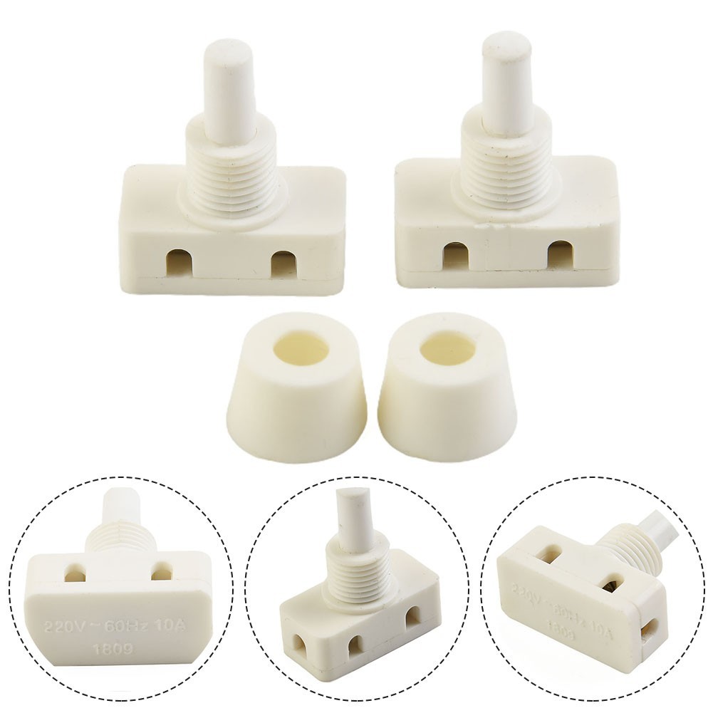 Plastic Push Button Switch White 2A 250V Self Locking for Lighting 5 Pieces