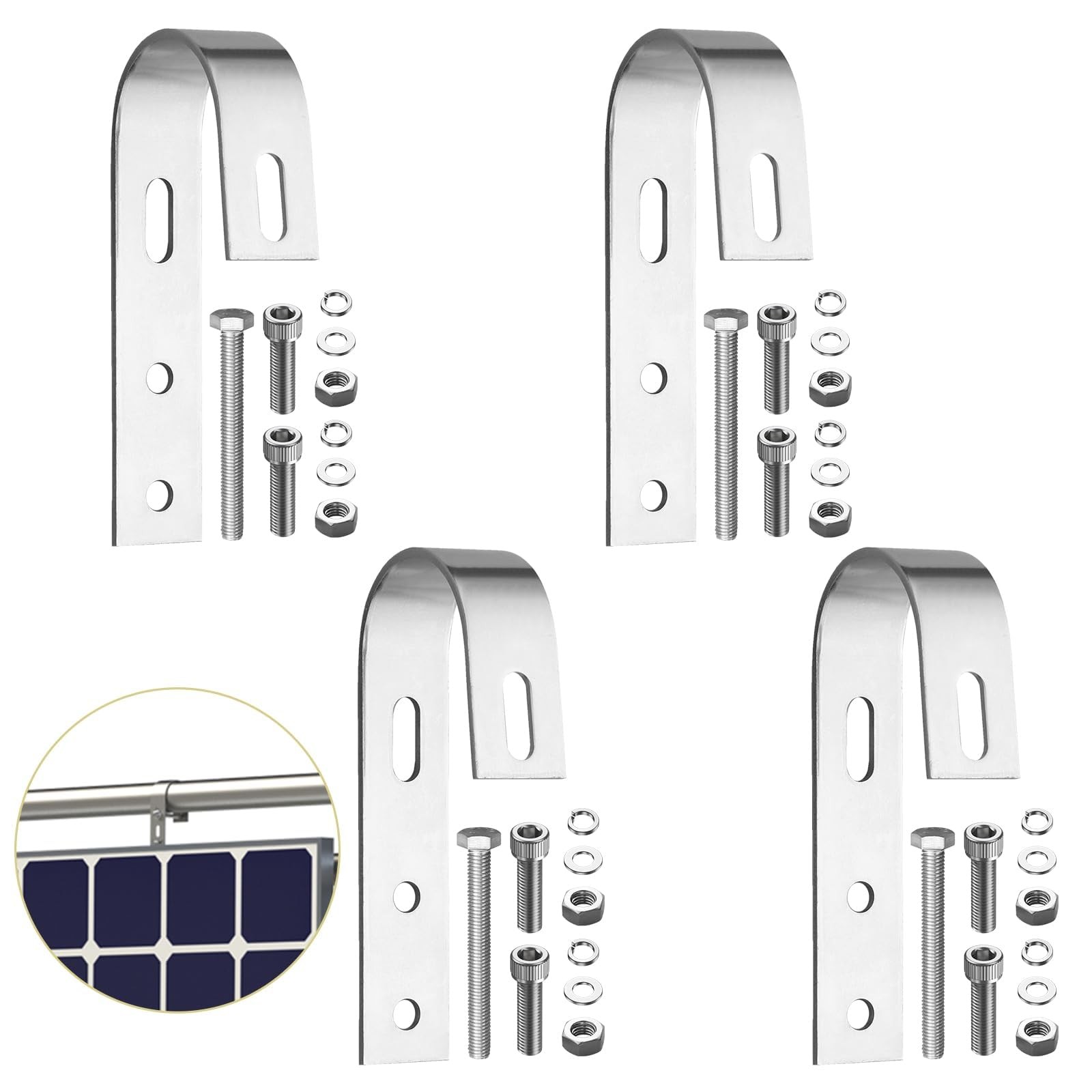 Anbte 4PCS Solar Panel Mounting Brackets for Balcony, Stainless Steel Univers…