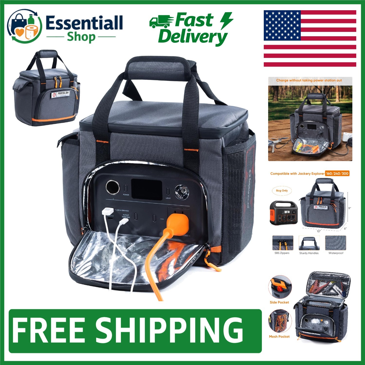 Waterproof Travel Case for Jackery Explorer 300/240/160 – Organized Protection