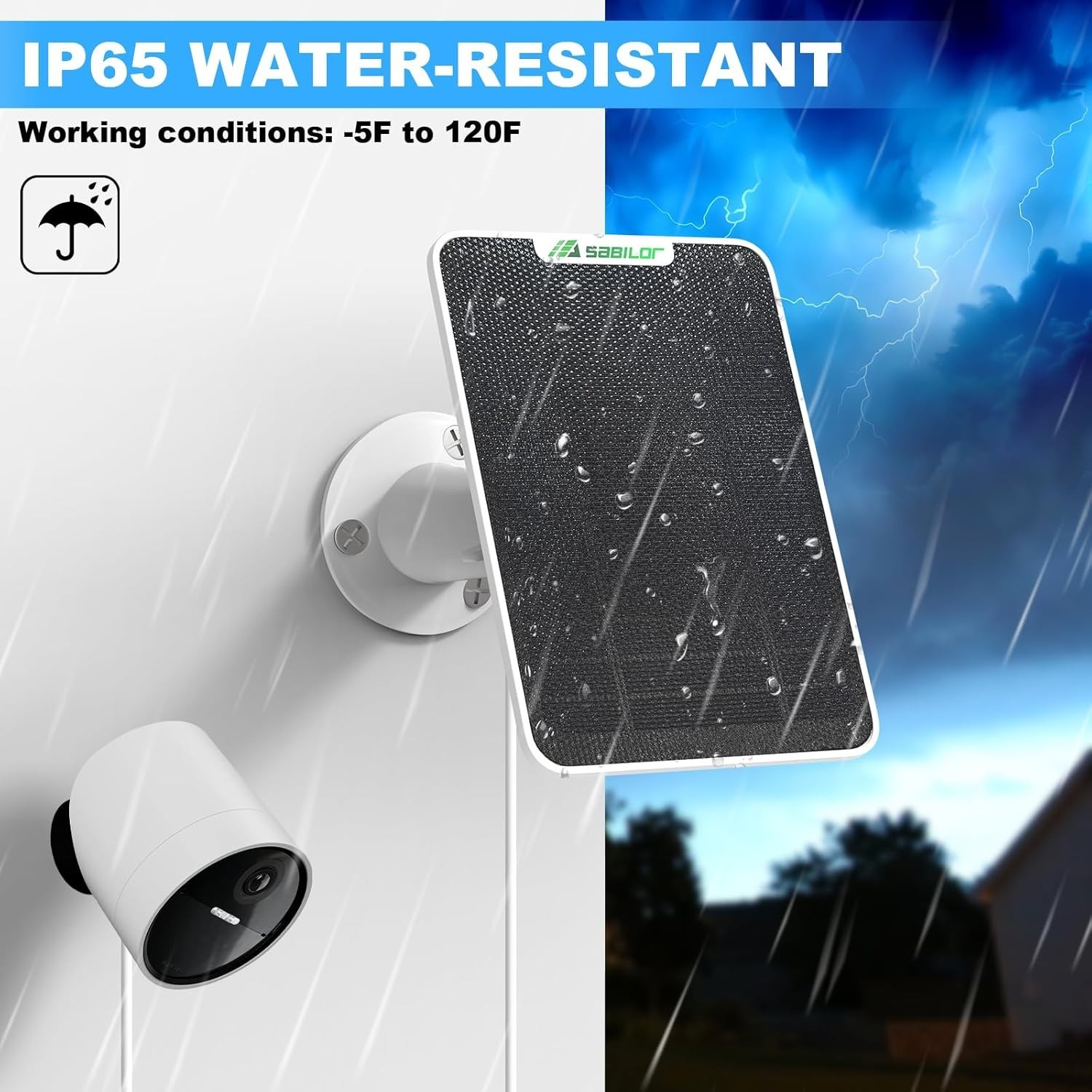 4 Pack 6W Solar Panel for SimpliSafe Outdoor Camera IP65 Weatherproof Solar Pane