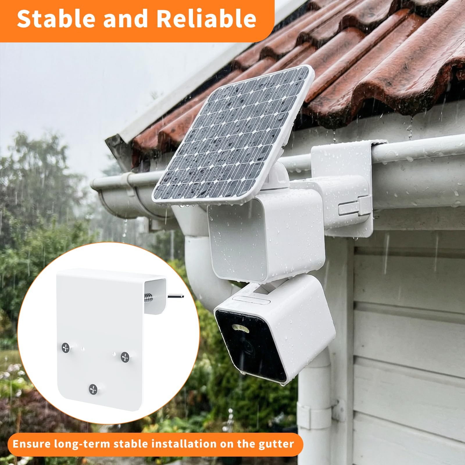 Gutter Mount Compatible with WYZE Solar Cam Pan, No-Drilling Metal Security C…