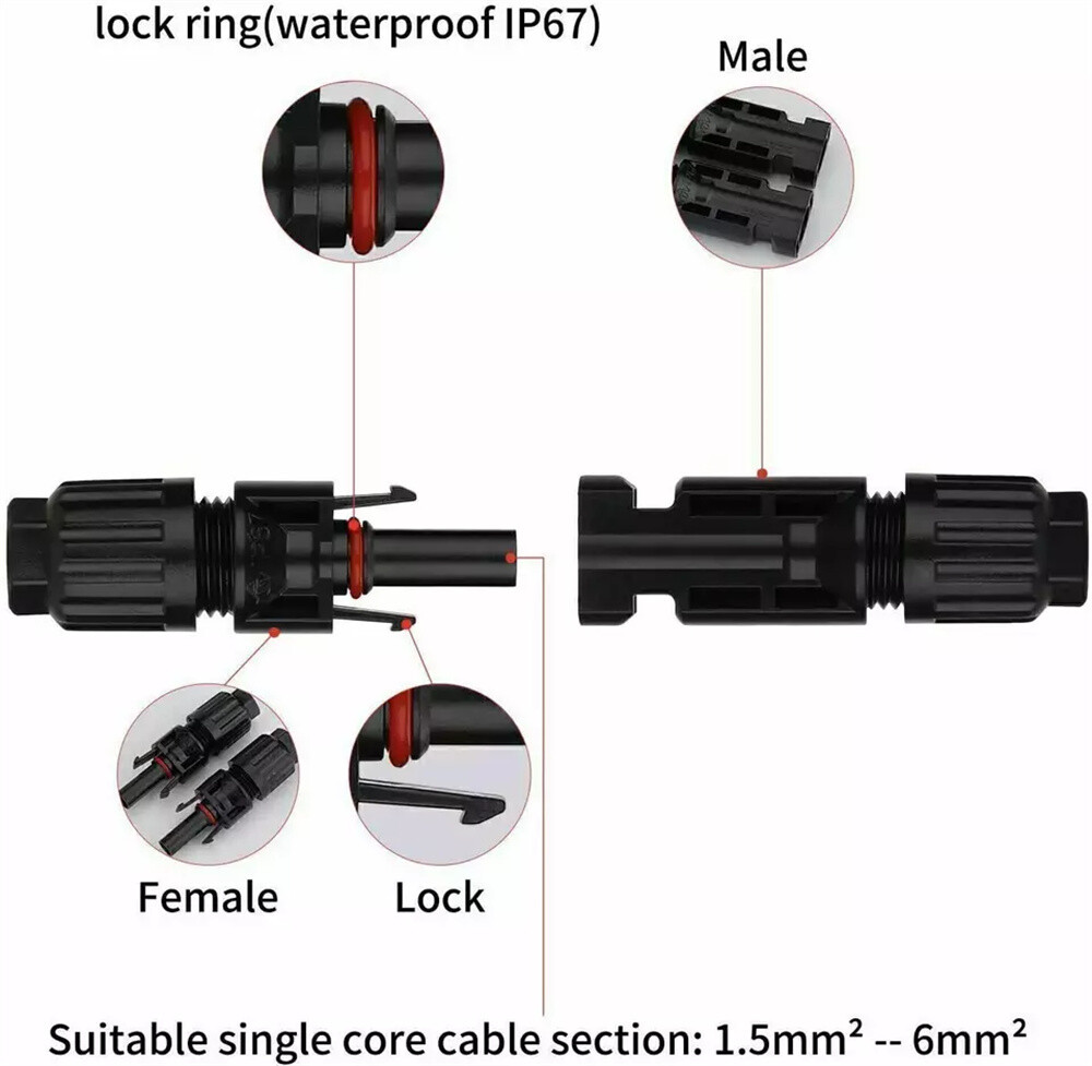 10/20/50/100/200 Pairs Male Female Solar Cable Connectors For DIY Solar Panel US