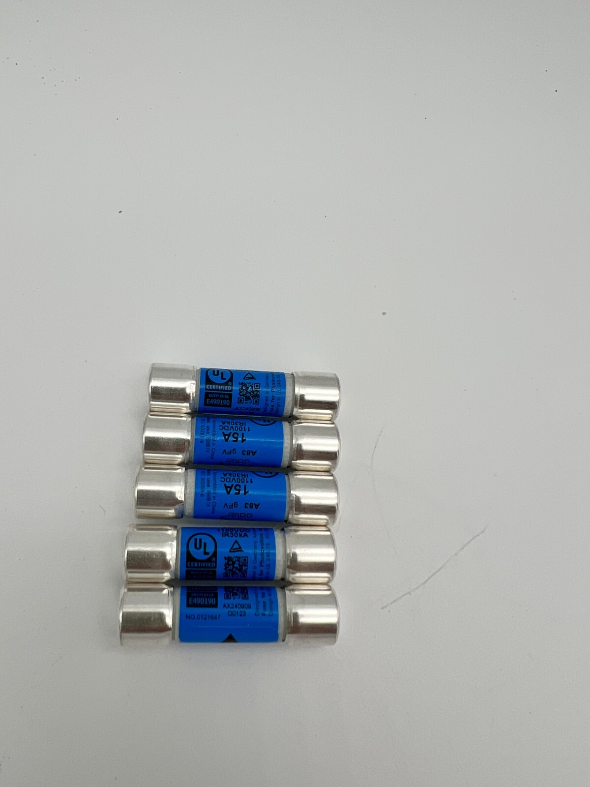 Solar PV In-line fuse 1000v / 1100v 15A 10mm x 38mm UL listed