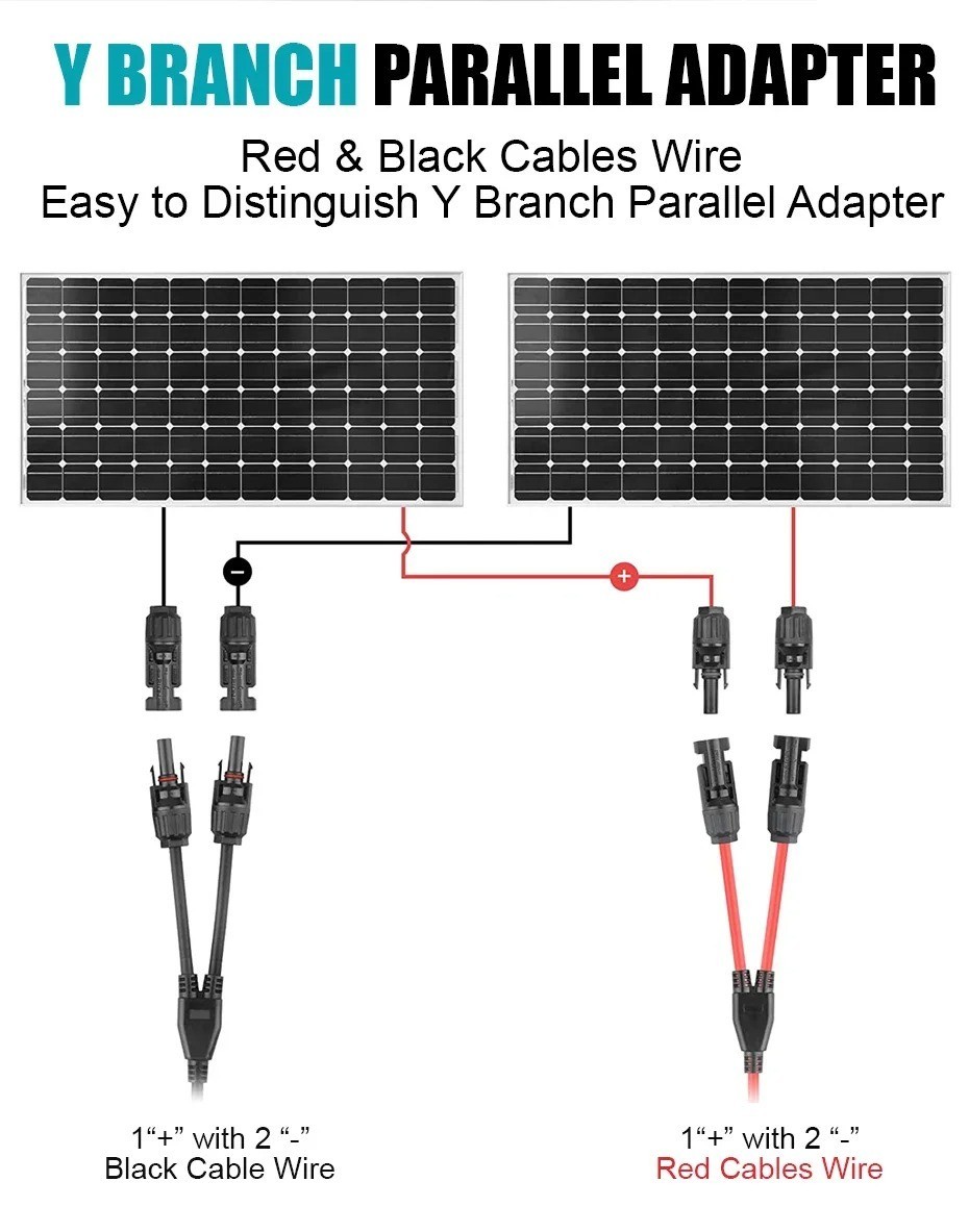 Solar Panel Y Branch Cable Connection Waterproof Adapter Connector Extension