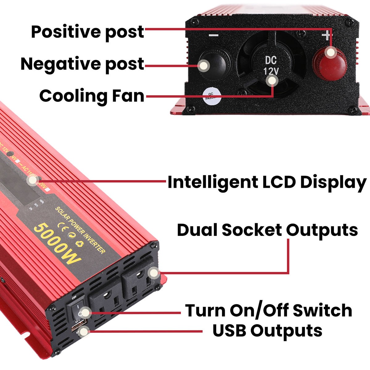 100W Mono Solar Panel Kit with 5000W Power Inverter Outdoor Solar Power Supply