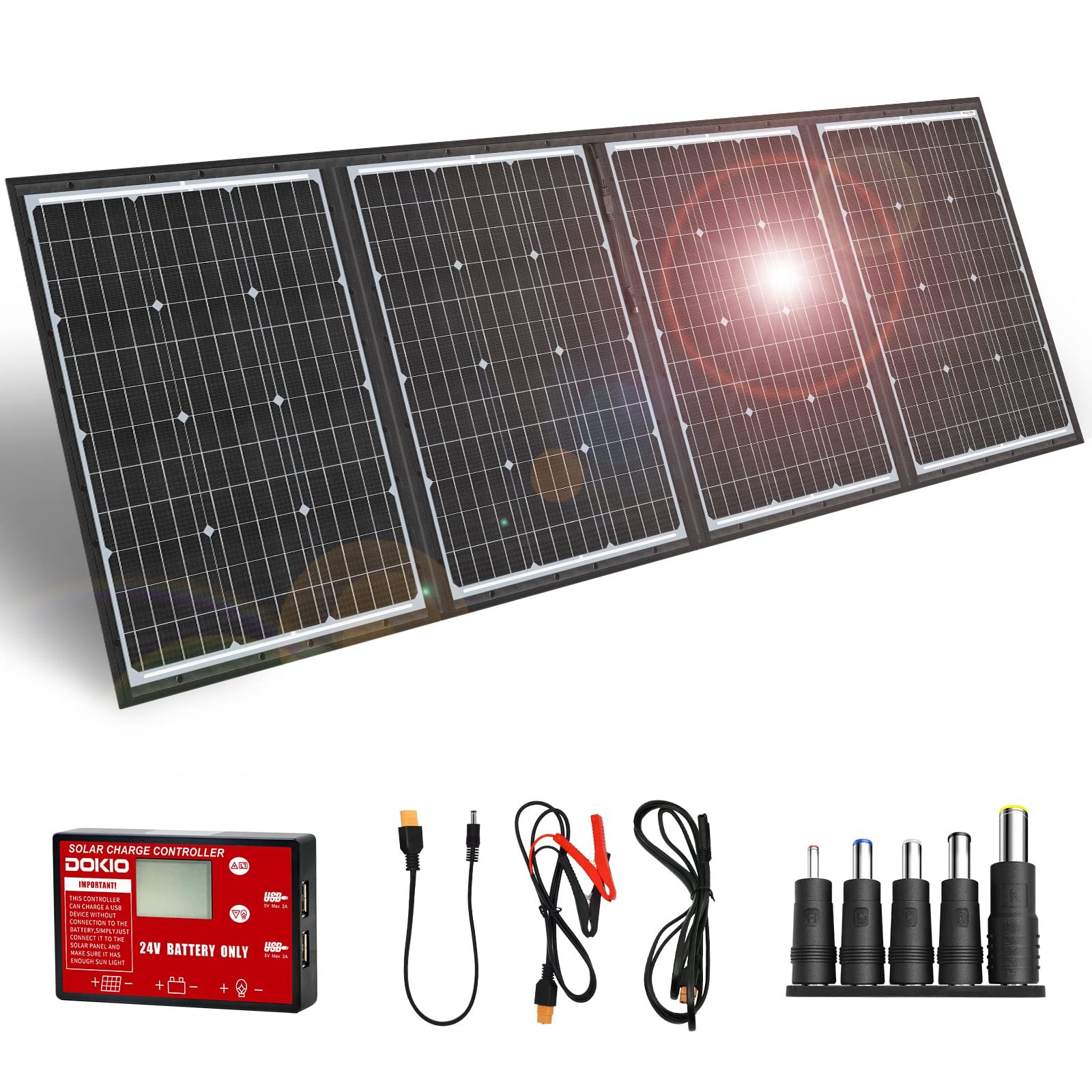 DOKIO 200W 36V Portable Foldable Solar Panel Kit, Compact 19×26.4in Design 9….