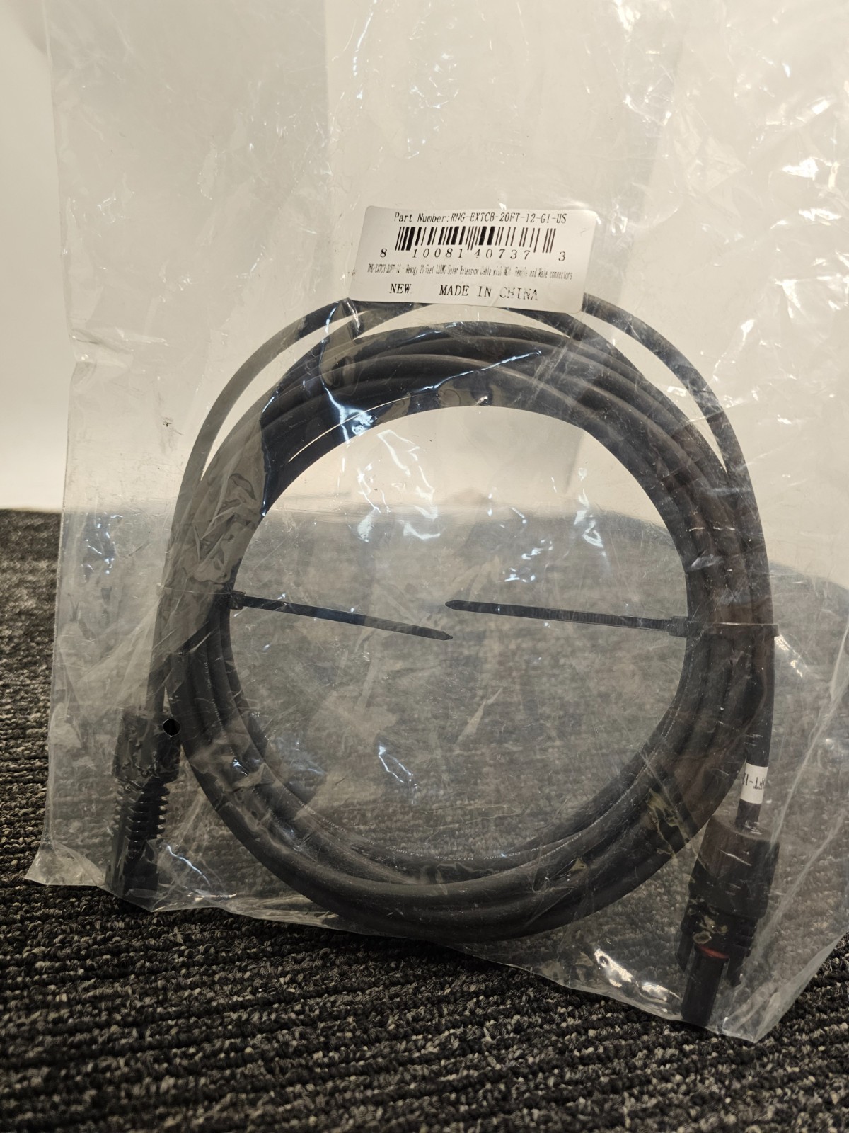 Renogy 20Ft 12AWG Solar Extension Cable Male and Female Connectors Black