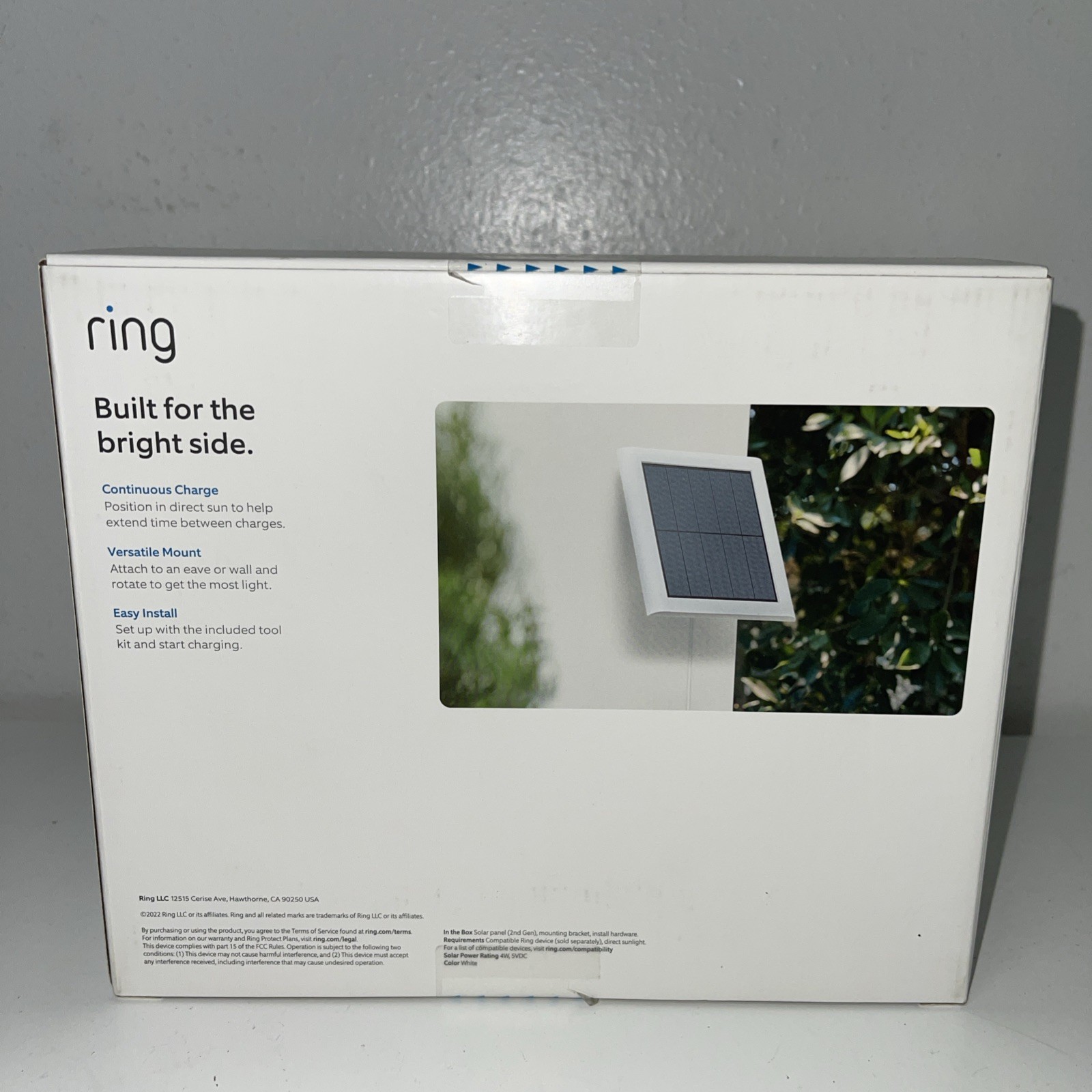 Ring 4W 2nd Generation Solar Panel for Select Ring Security Cameras White Sealed