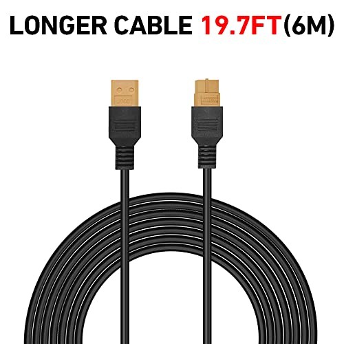 XT60 Extension Cable 19.7 ft (6 m), Male to Female XT60 Solar Connector, Soft